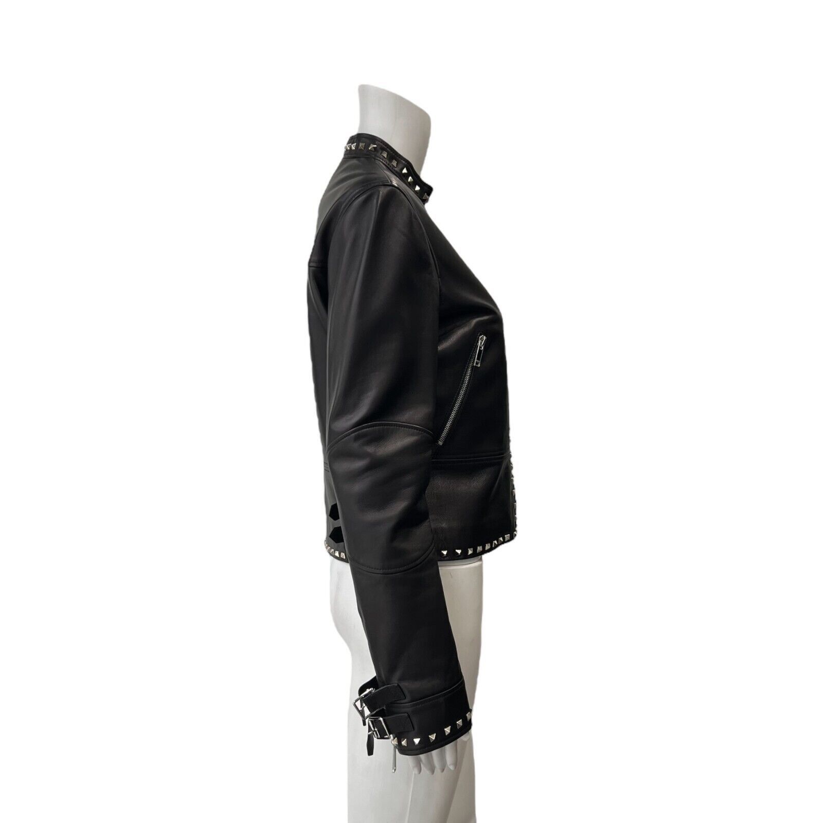 Valentino $6490 Valentino Black Leather Rockstud Embellished Jacket Size M / US 6-8 / IT 42-44 - 8 Thumbnail