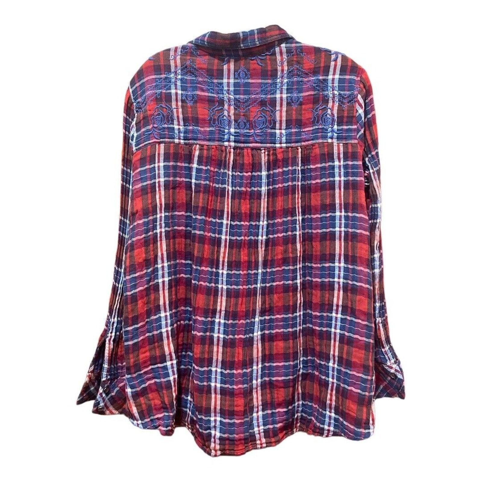 Free People Free People Magical Plaid Embroidered Shirt Flannel Size M / US 6-8 / IT 42-44 - 5 Thumbnail