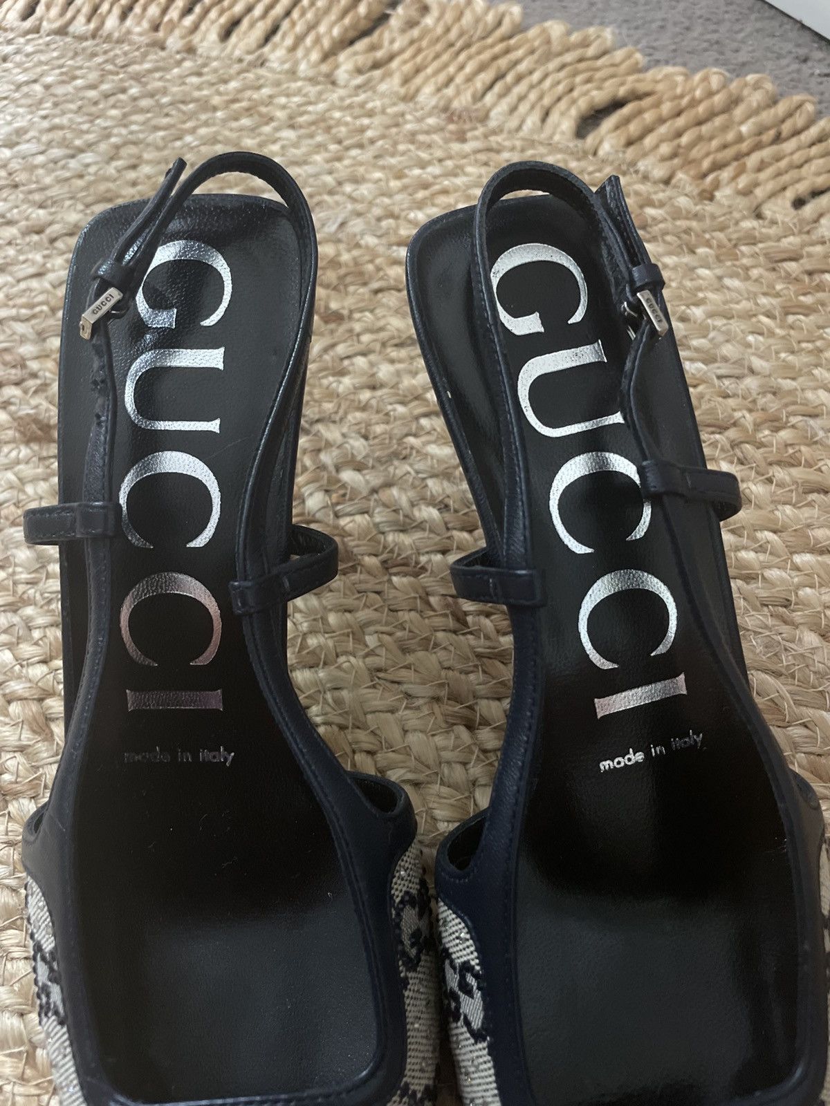 Gucci Gucci GG cloth sling back heels in ‘beige crystal’ Size US 6 / IT 36 - 9 Thumbnail
