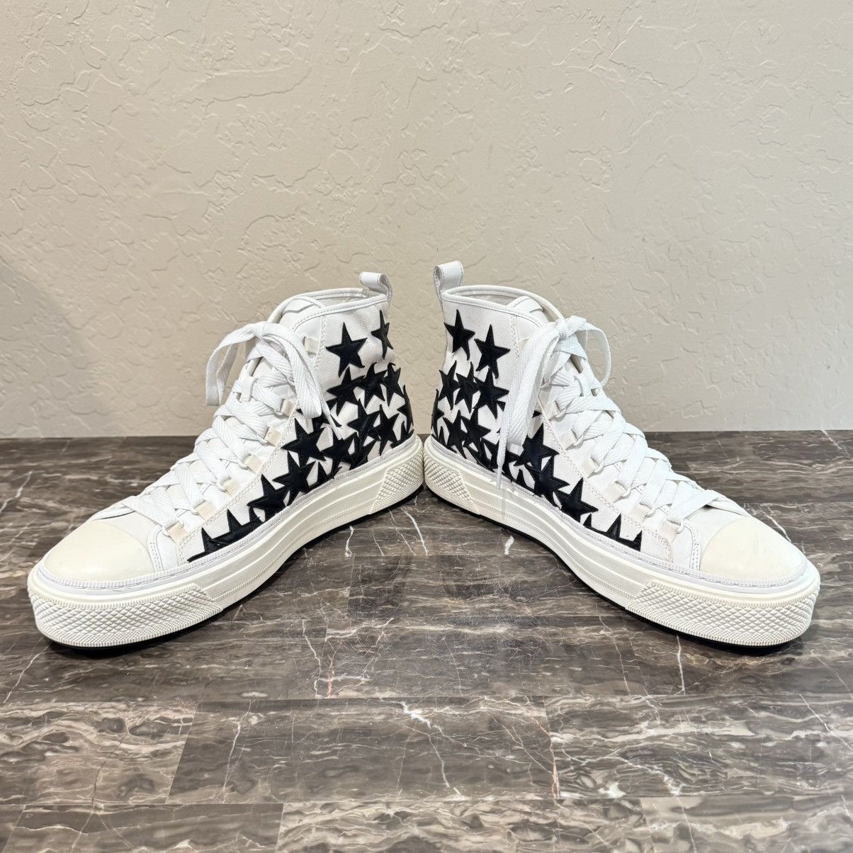 Amiri Amiri Stars Court Hi Star Patch High Top Sneakers Size US 13 / EU 46 - 7 Thumbnail