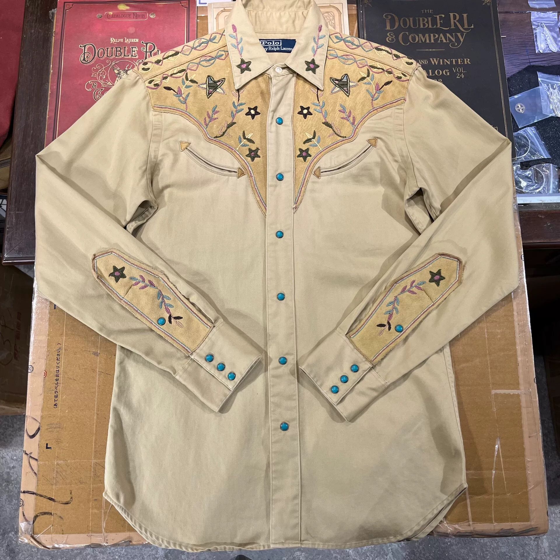 RRL Ralph Lauren embroidered tan shirt by Ralph Lauren Size US XS / EU 42 / 0 - 1 Thumbnail