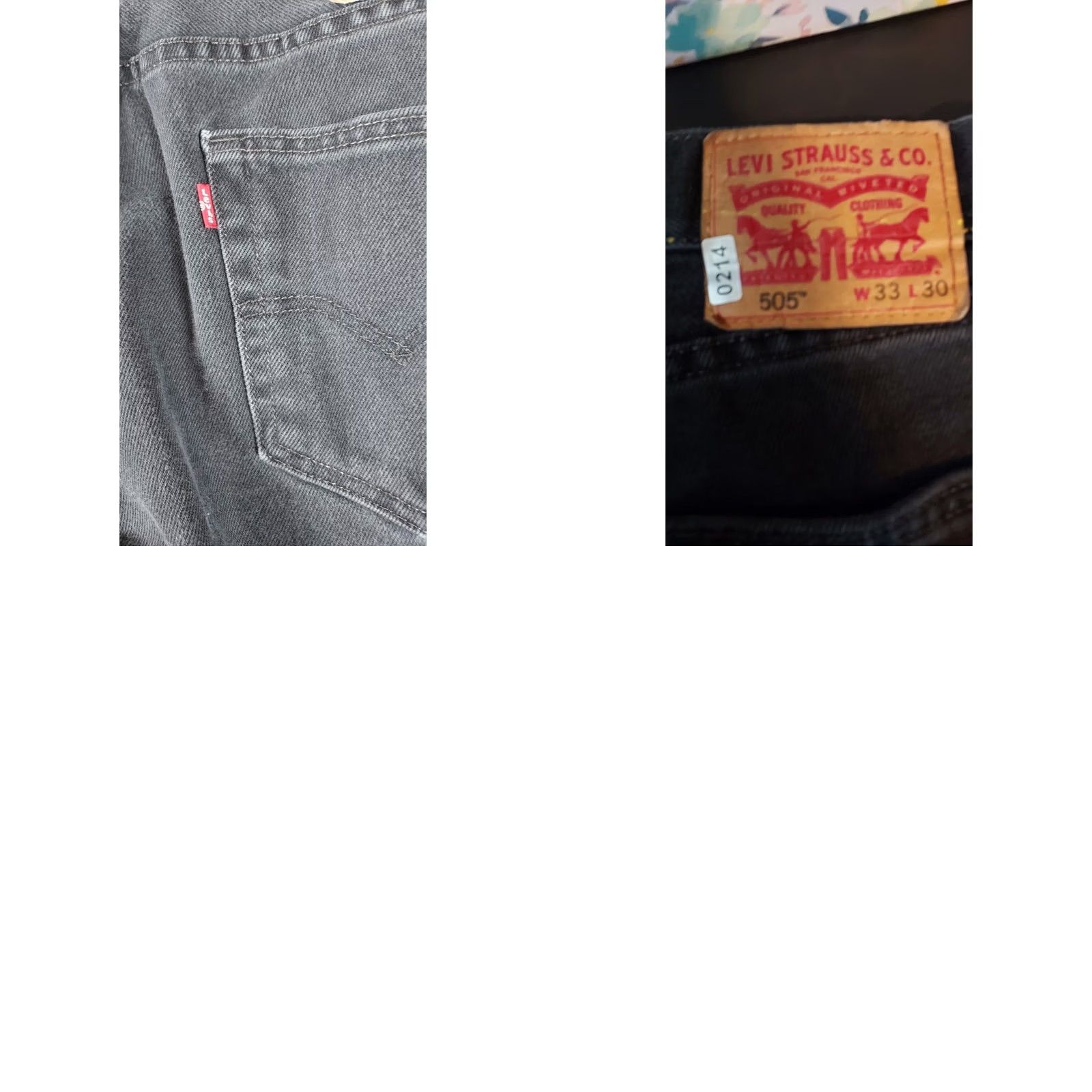 Levi's Levi's 505 Jeans - Levi Mens 505 Black Denim Jeans Size 33 x 30 Straight Dark Wash Denim Jeans Mens Regular 33x30 Size US 33 - 8 Thumbnail