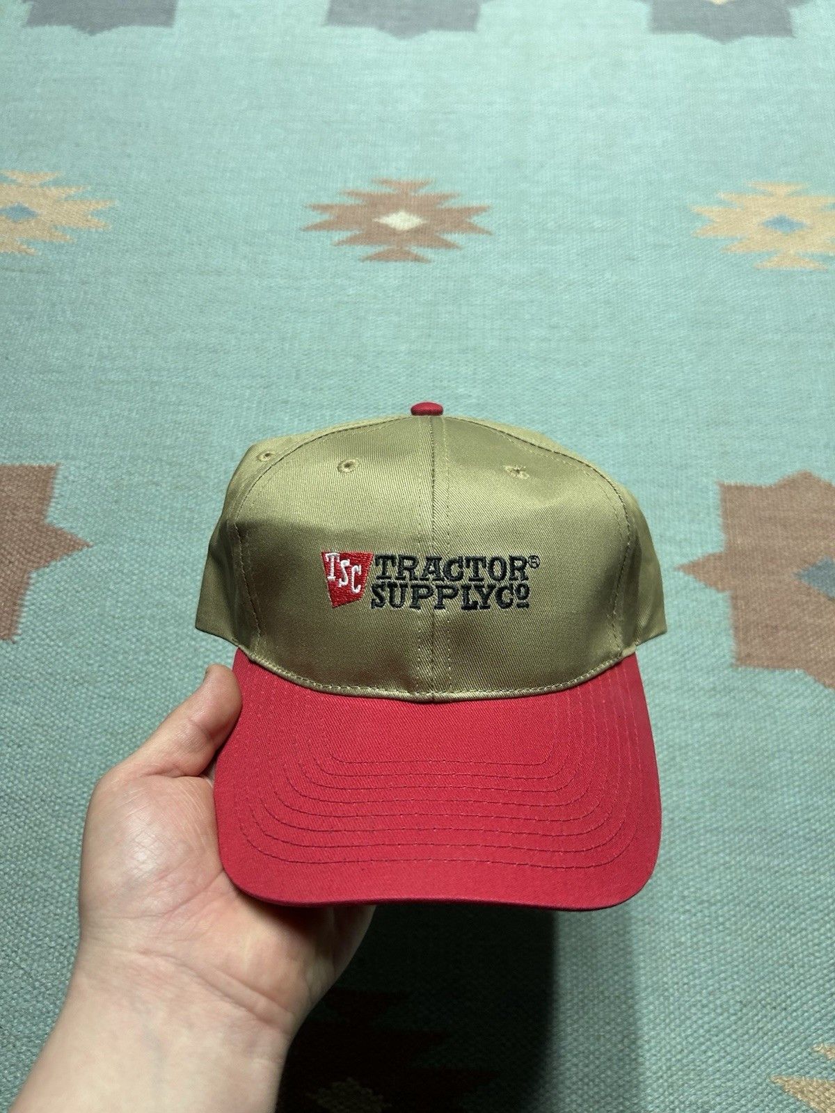 Vintage Tractor supply co snapback hat embroidered logo farm tan red Size ONE SIZE - 2 Thumbnail