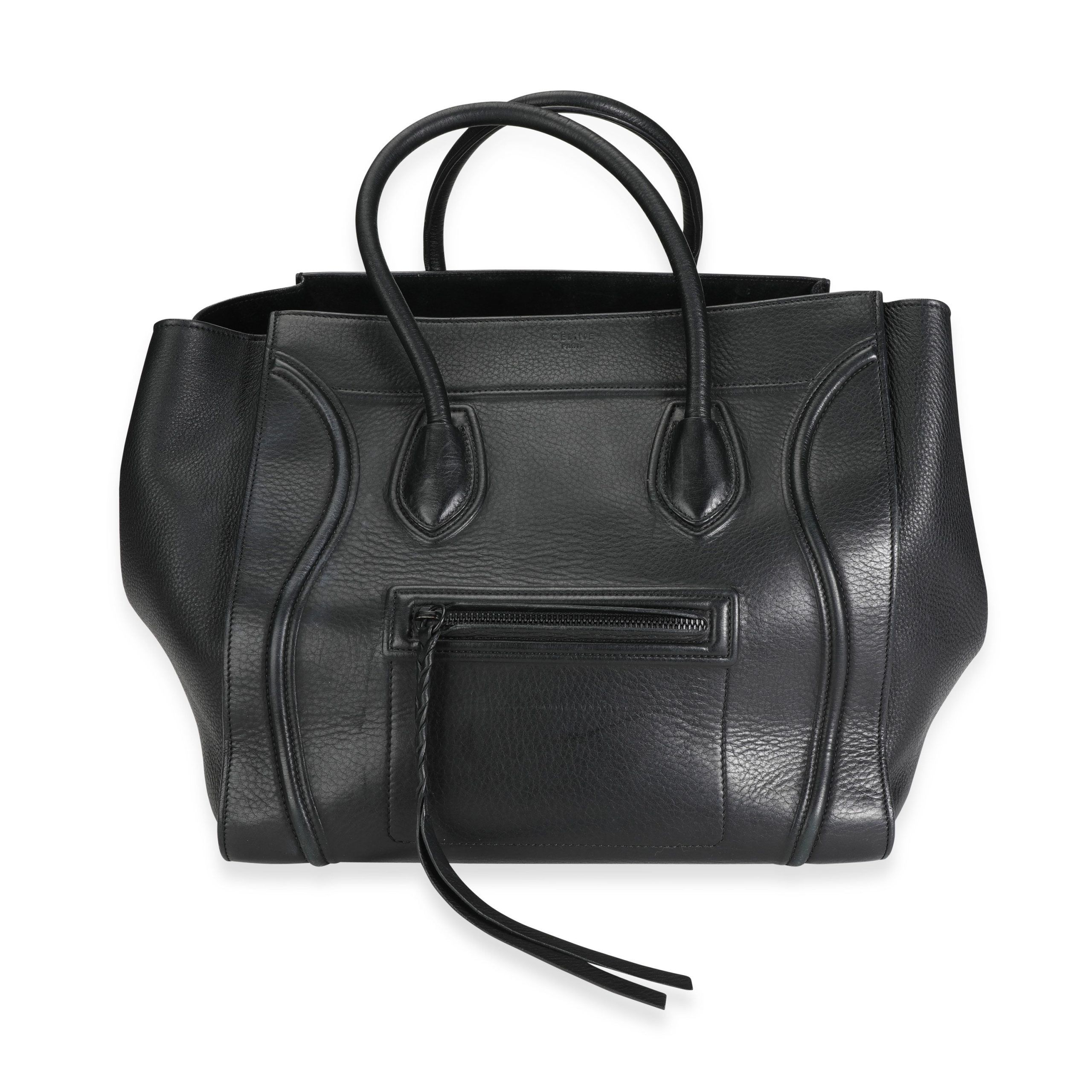 image of Celine Black Calfskin Medium Phantom Luggage Tote, Women's
