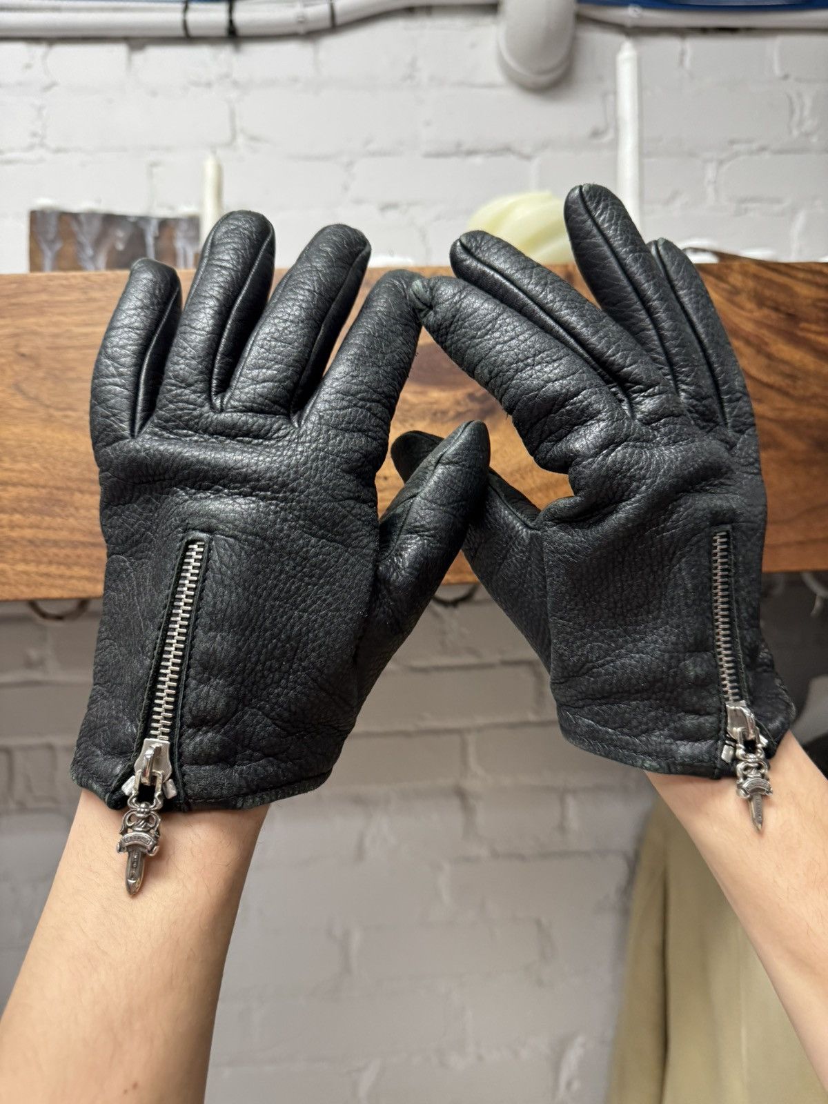小物 Chrome Hearts Finger-less Leather Glove Chrome Hearts Sold!!! Chrome Hearts Lambskin Fingerless