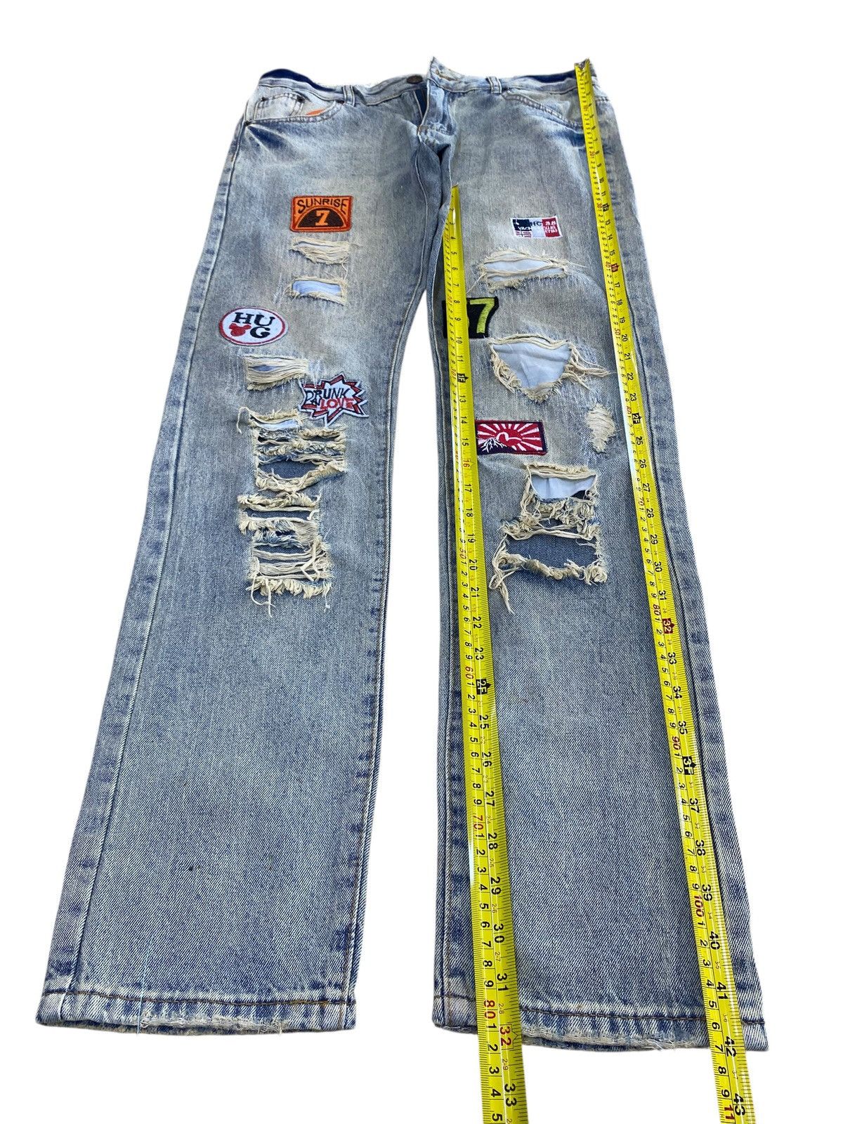 Japanese Brand Japanese Brand Acid Blue Wash Style Patchwork Jeans Size US 32 / EU 48 - 7 Thumbnail