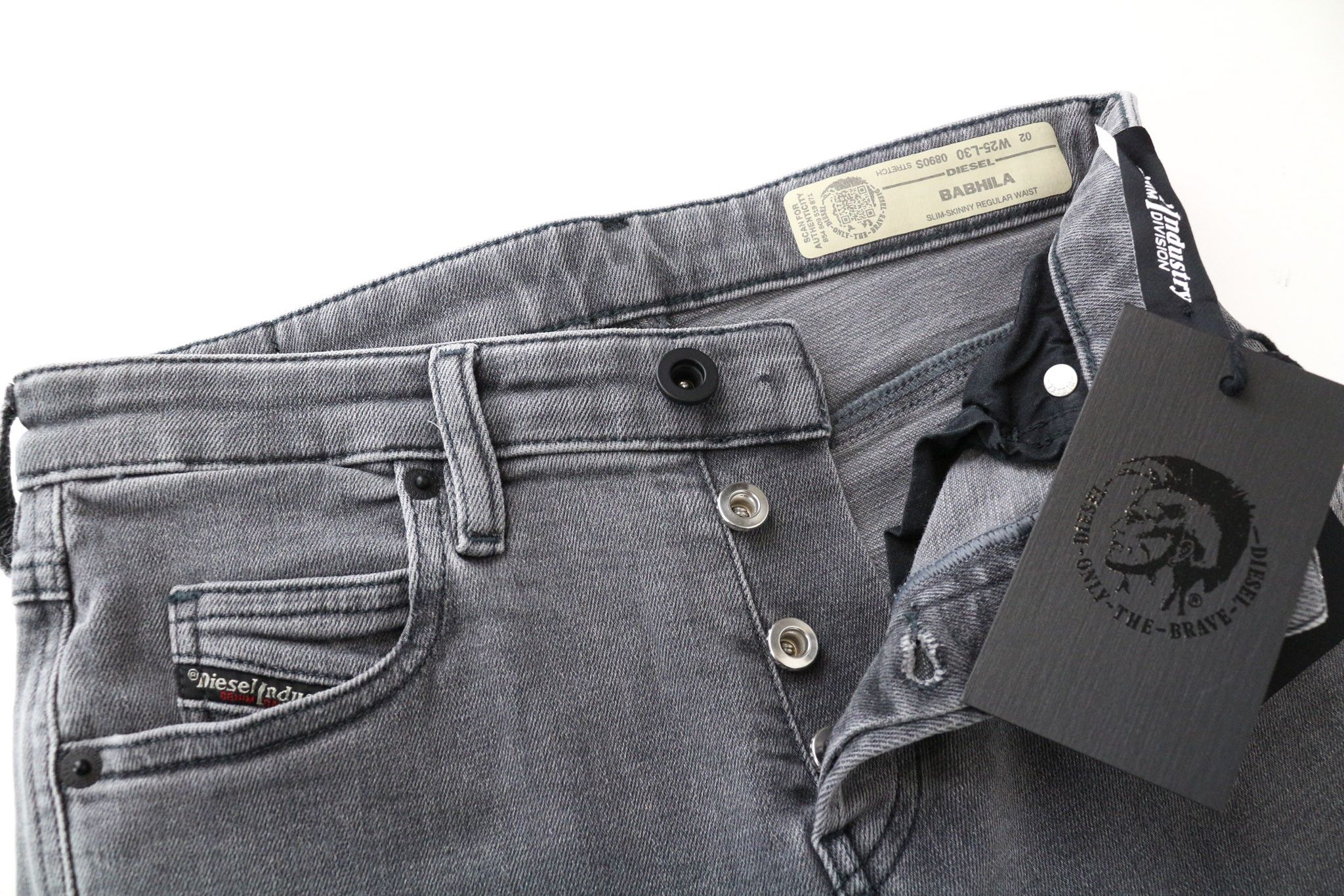 Diesel BABHILA 0890S W25/L30 Grey Buttoned Jeans 71780 Size 25" / US 0 / IT 36 - 3 Thumbnail