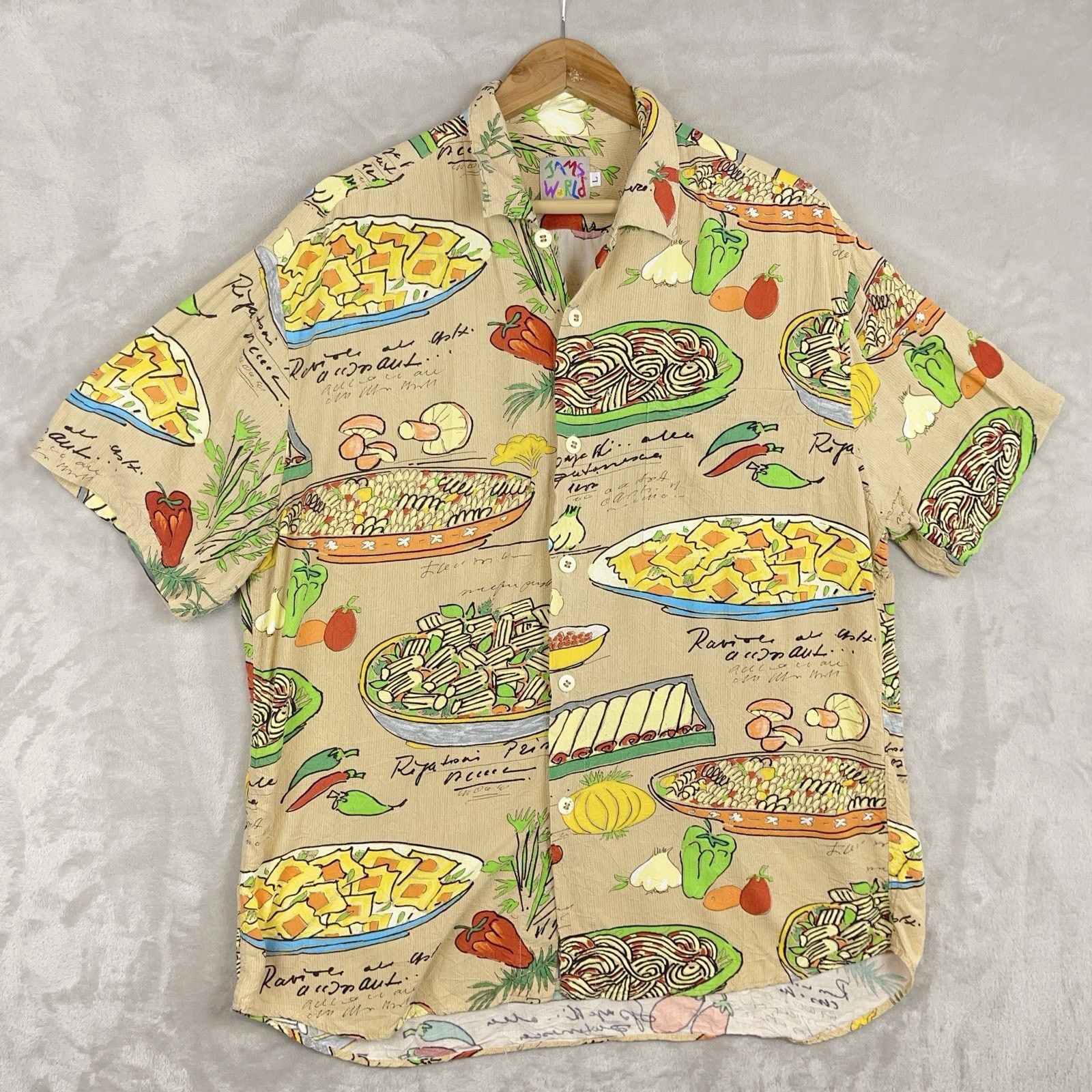 Jams World FoodArt by Jams World Shirt Italian Pasta Rare 90s *flaws* Size US XL / EU 56 / 4 - 1 Thumbnail