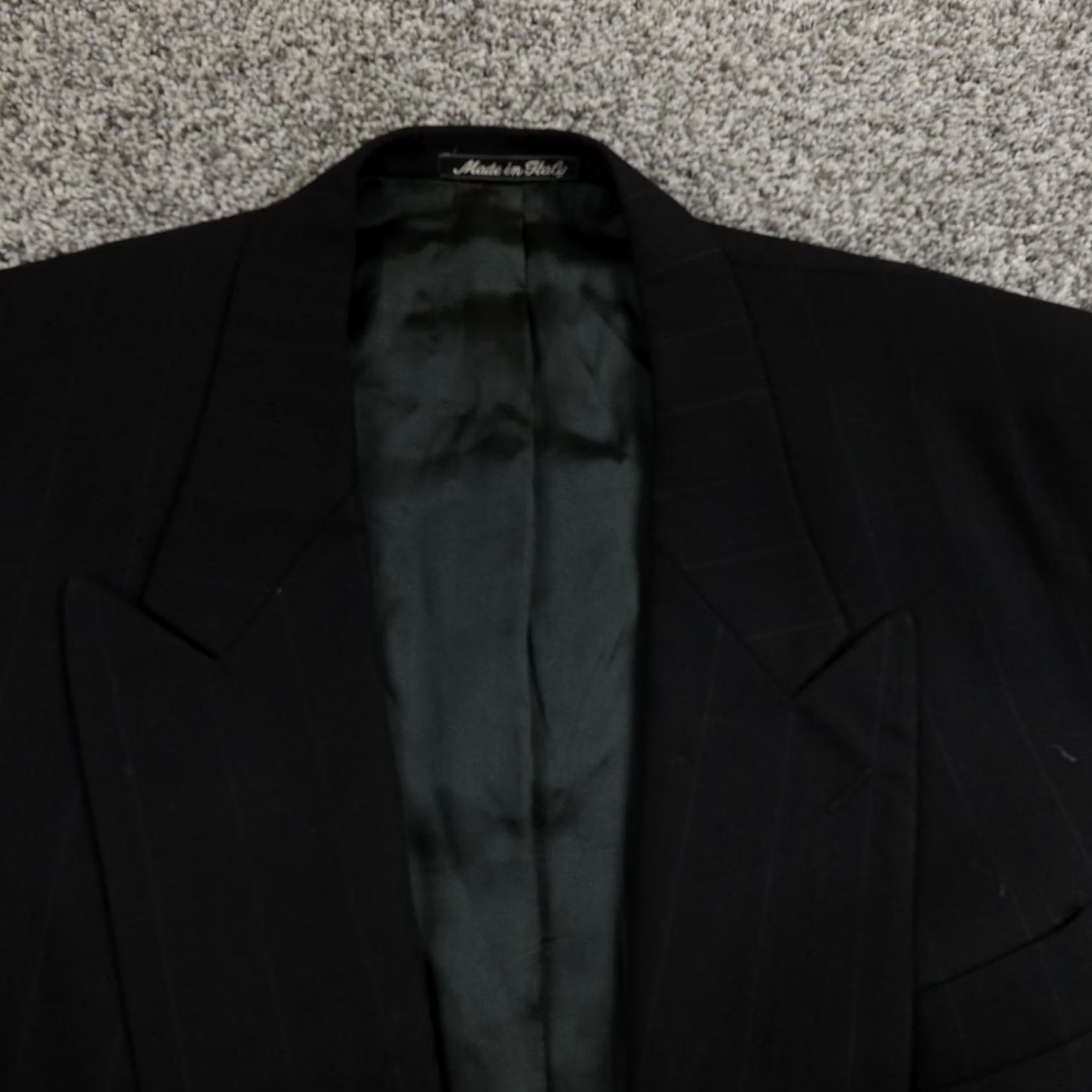 Giorgio Armani VTG Giorgio Armani Blazer Mens 42 Black Wool Peak Sport Coat Suit Jacket Italy Size 42R - 3 Thumbnail