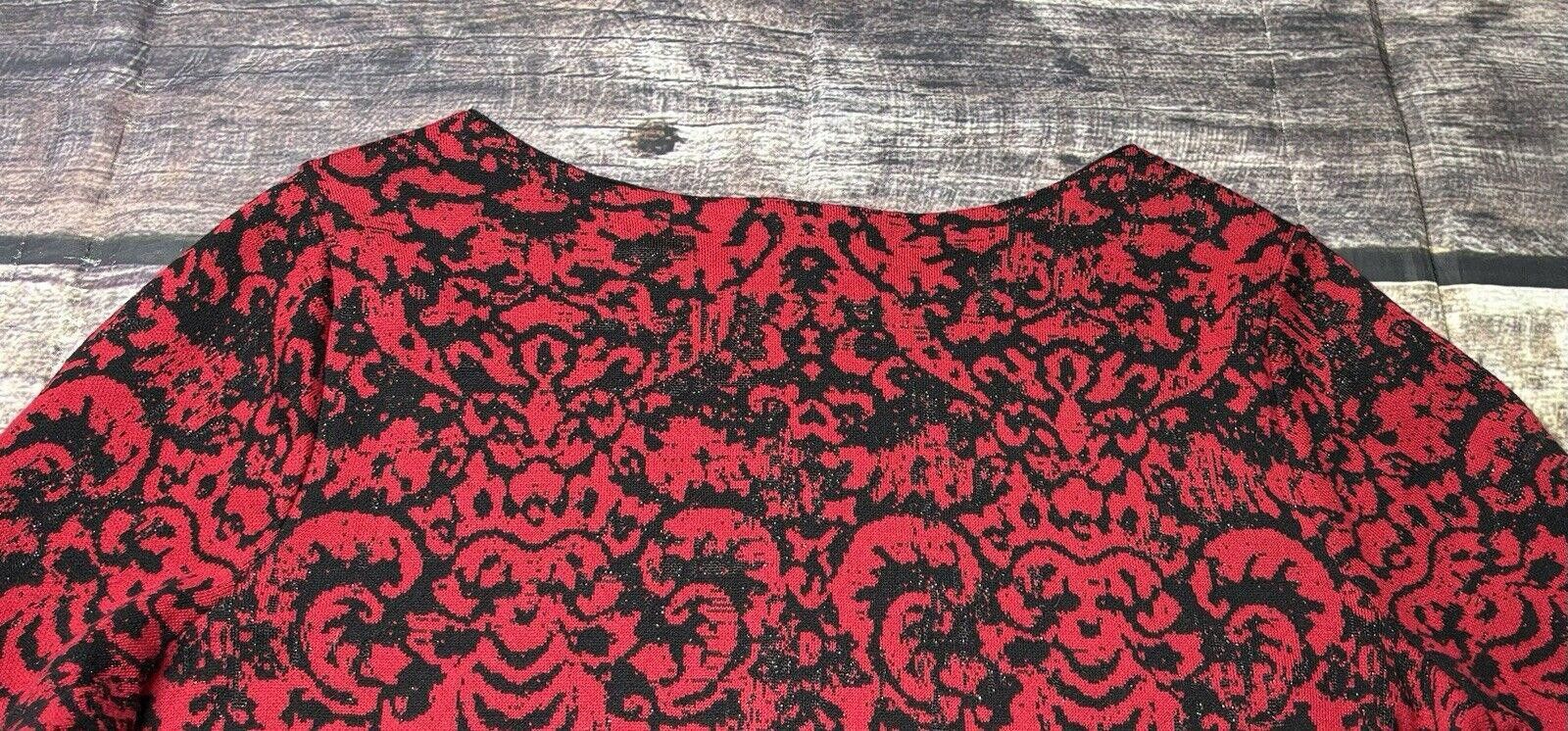 Other J Jill Sweater Women's M Red & Black Damask Studded Accent Size M / US 6-8 / IT 42-44 - 4 Thumbnail