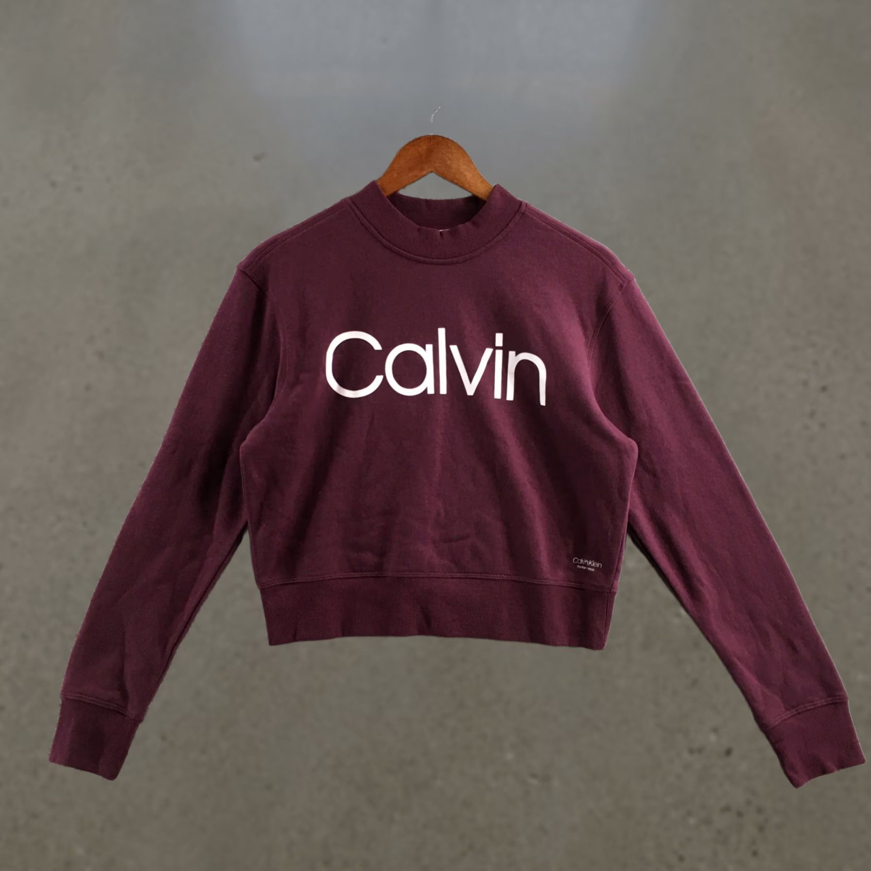 Calvin Klein Calvin Klein Sweatshirt Womens S Burgundy Cotton Blend Long Sleeve Crew Size S / US 4 / IT 40 - 1 Thumbnail