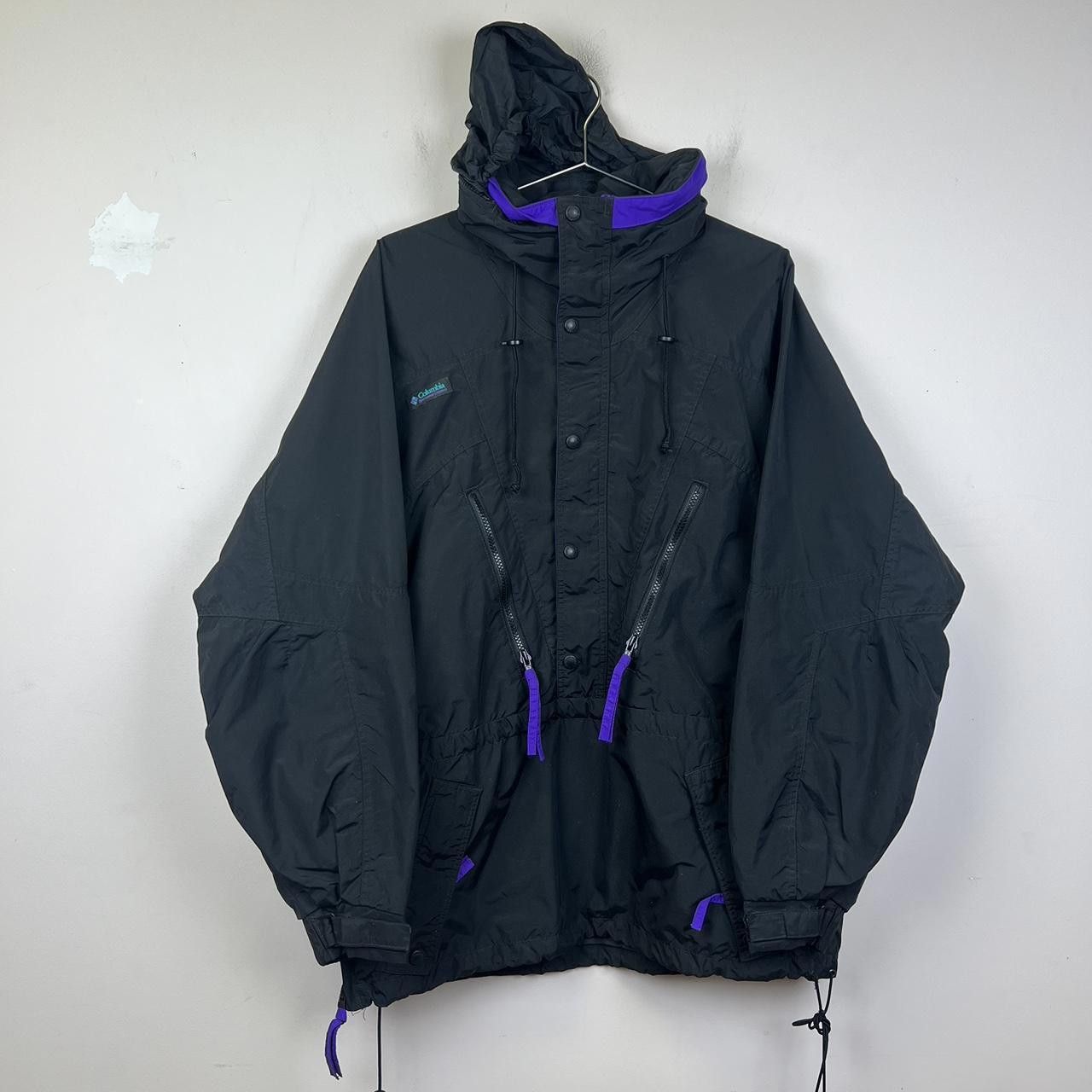 Columbia 90s Columbia Black Anorak Jacket with Purple Accents Vintage Size US L / EU 52-54 / 3 - 1 Thumbnail