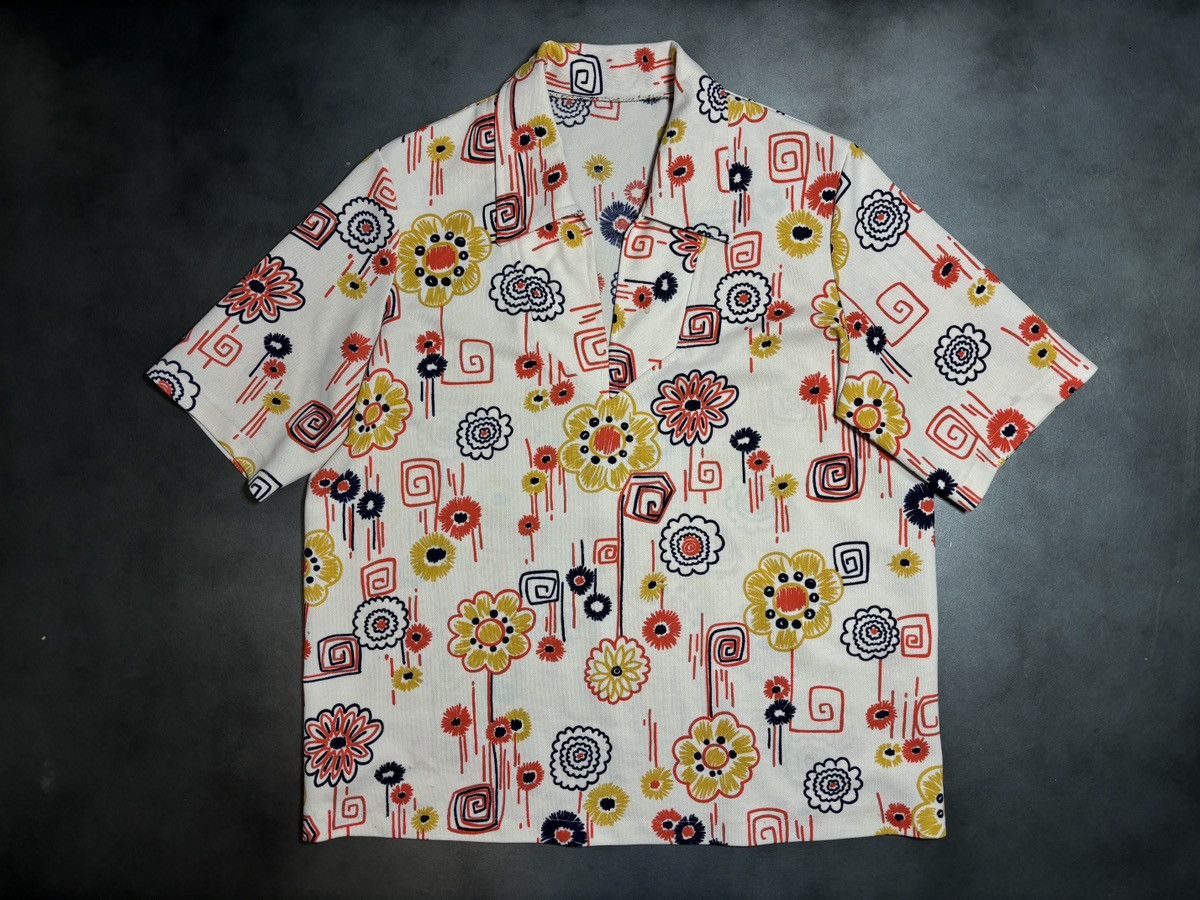 Vintage 1960s Shortsleeve Shirt True Vintage Polo 50s Floral MCM Size US M / EU 48-50 / 2 - 10 Thumbnail