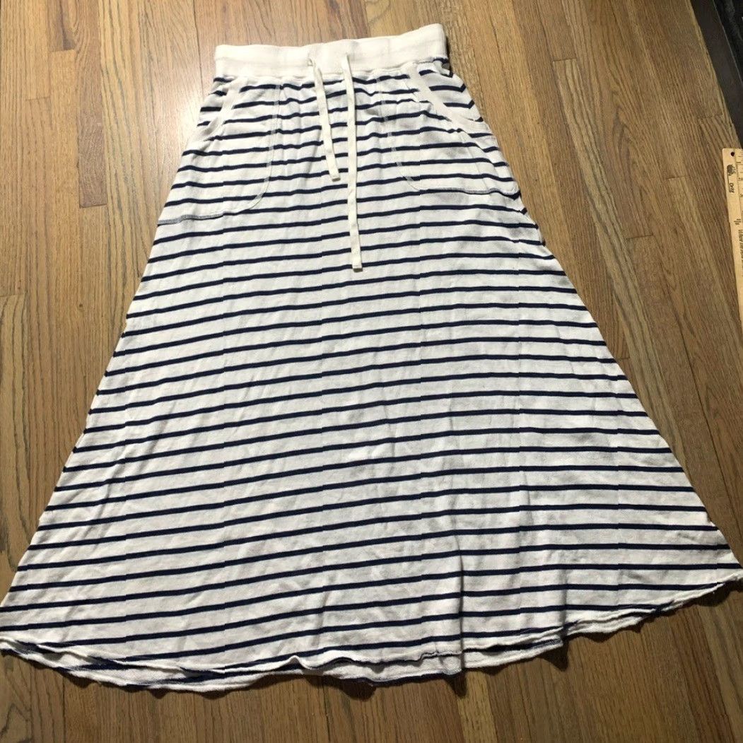 Vintage Saturday Sunday Skirt Navy Blue White Cotton Maxi Long S Women White Skirt Size 28" / US 6 / IT 42 - 2 Thumbnail
