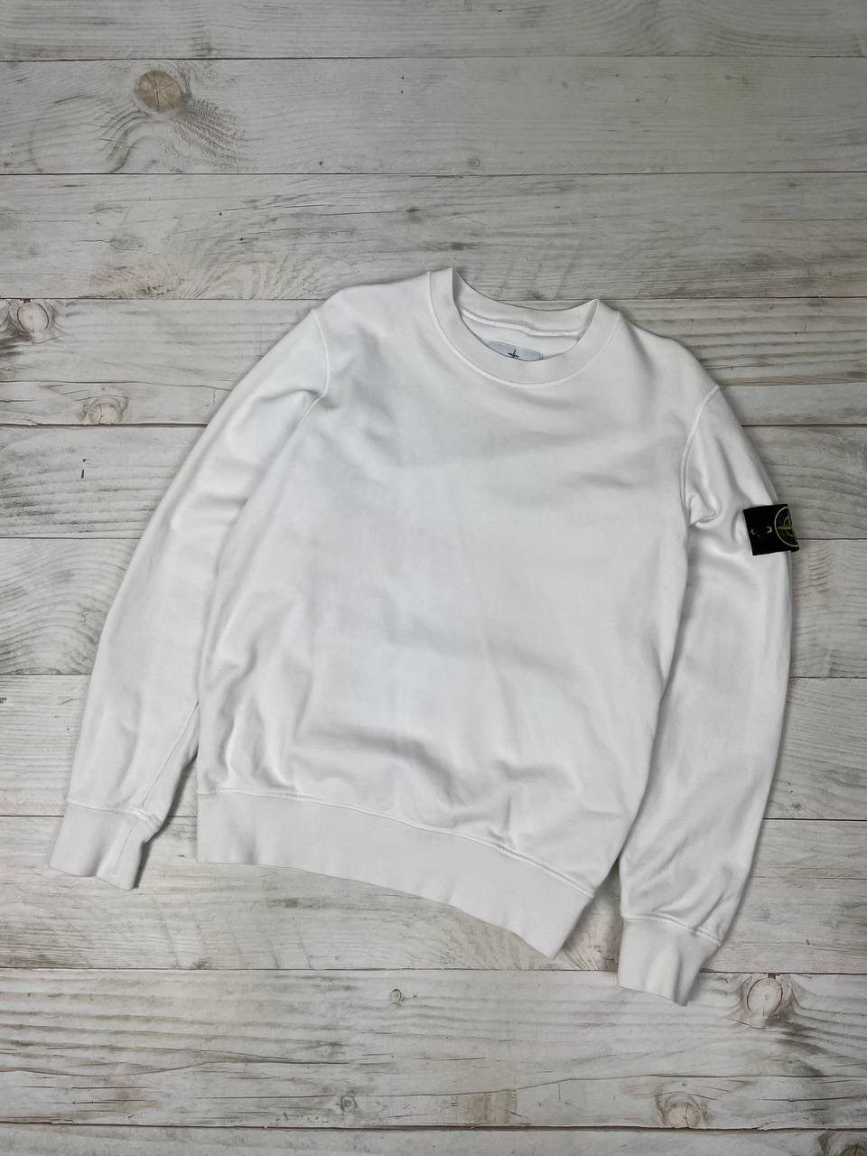 image of Stone Island Garment Dyed Sweatshirt White Patch Logo, Men's (Size Small)