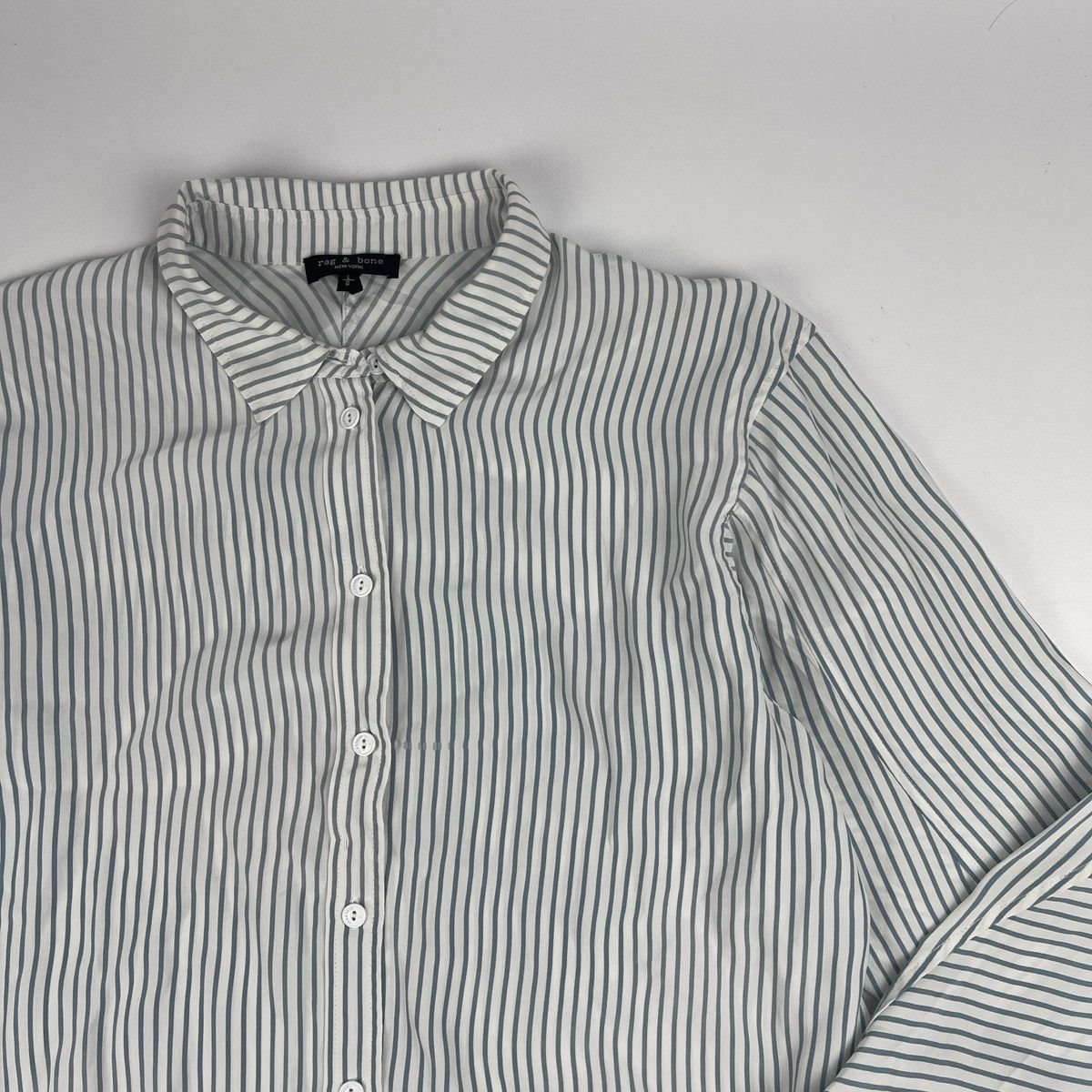 Rag & Bone Rag Bone New York Stripped Silk Button Down Shirt Size US L / EU 52-54 / 3 - 5 Thumbnail