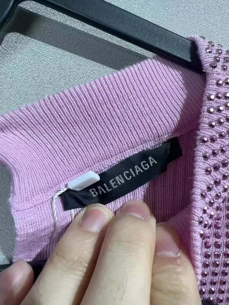 Balenciaga Balenciaga Full rhinestone logo pink knitted long sleeve Size S / US 4 / IT 40 - 4 Thumbnail