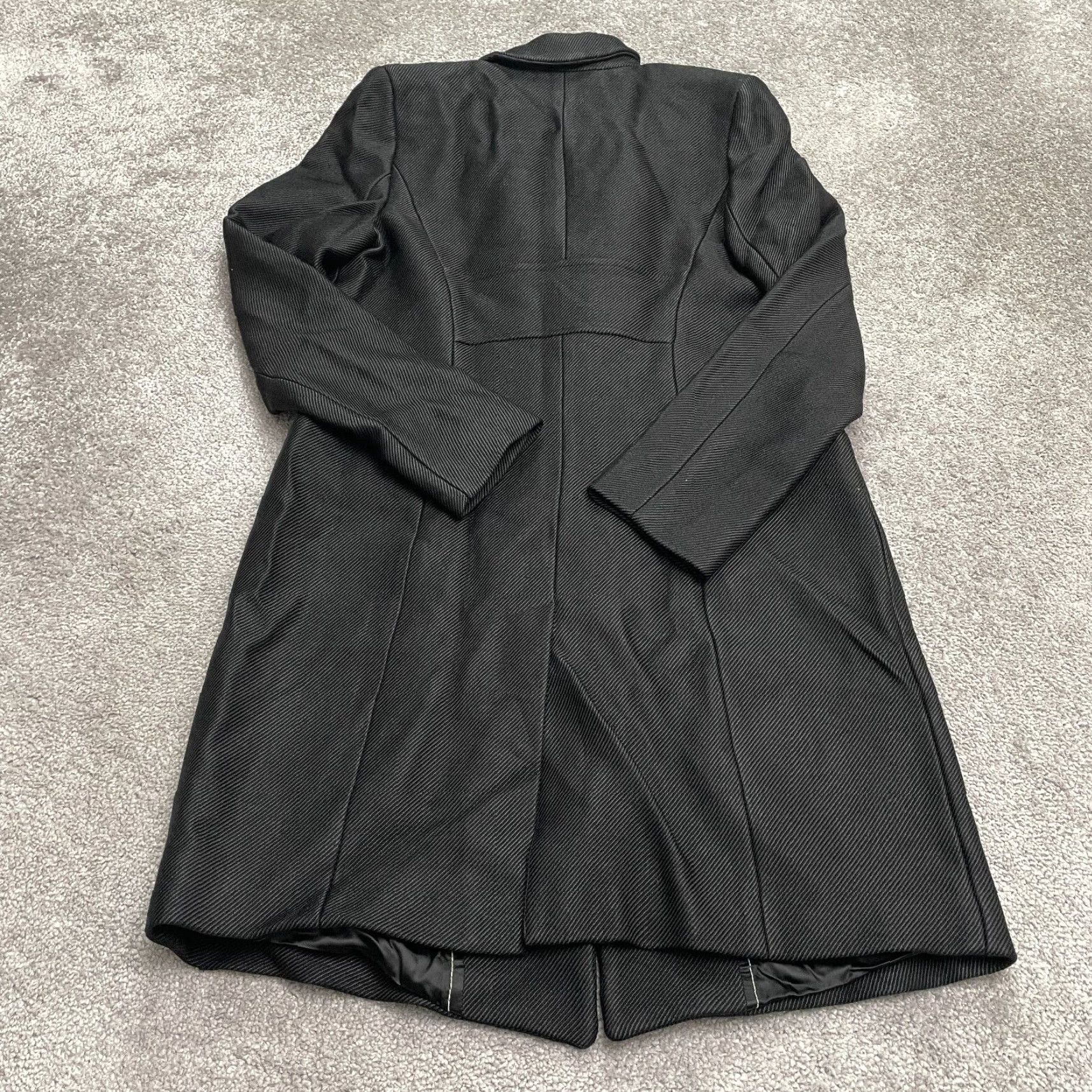 Vintage Noir Wool Blend Long Trench Coat Jacket Women US8 EU40 Black Pockets Vintage No Size M / US 6-8 / IT 42-44 - 2 Thumbnail