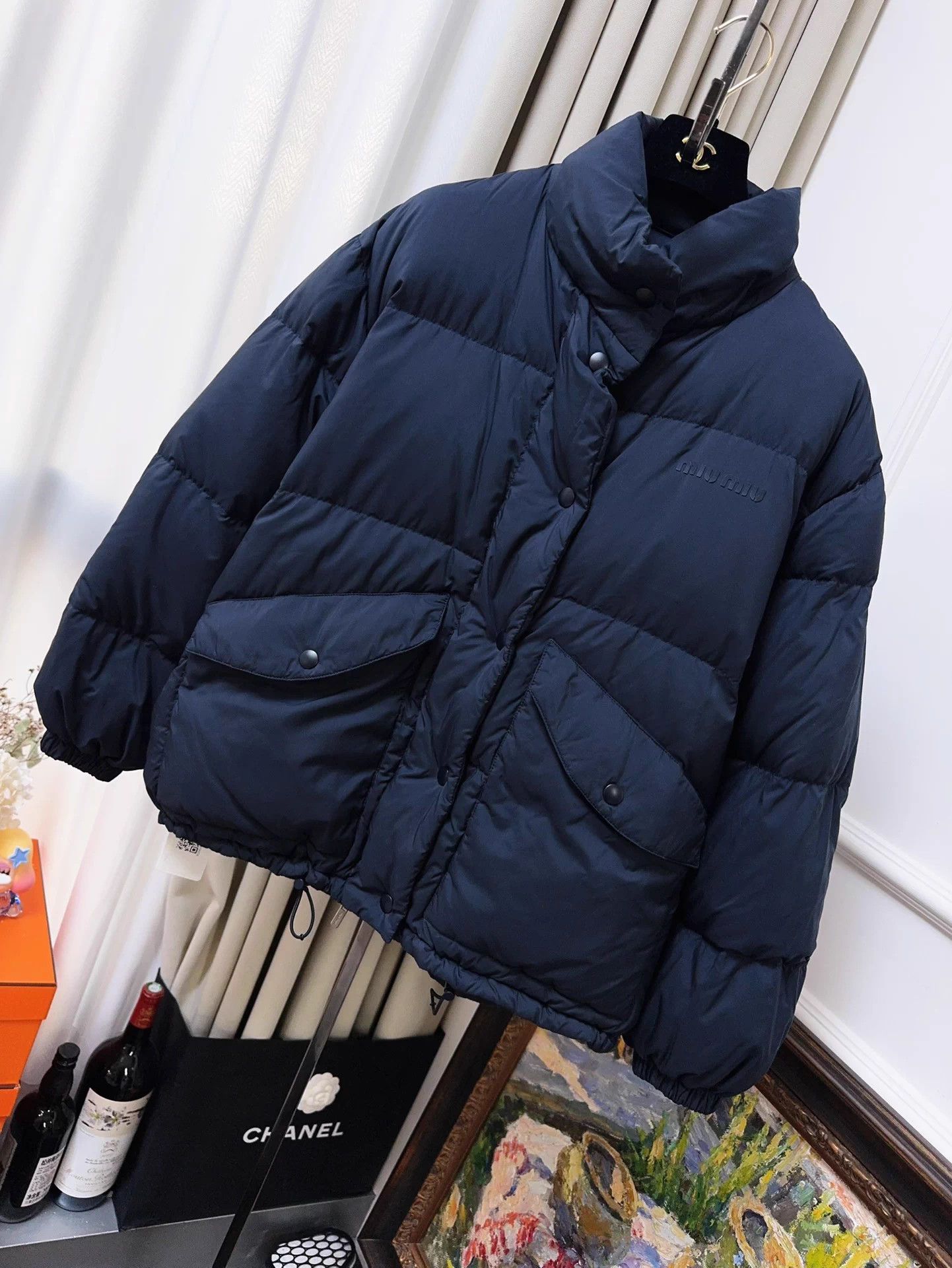 Miu Miu MIUMIU navy logo puffer jacket women's 36 Size XS / US 0-2 / IT 36-38 - 1 Thumbnail