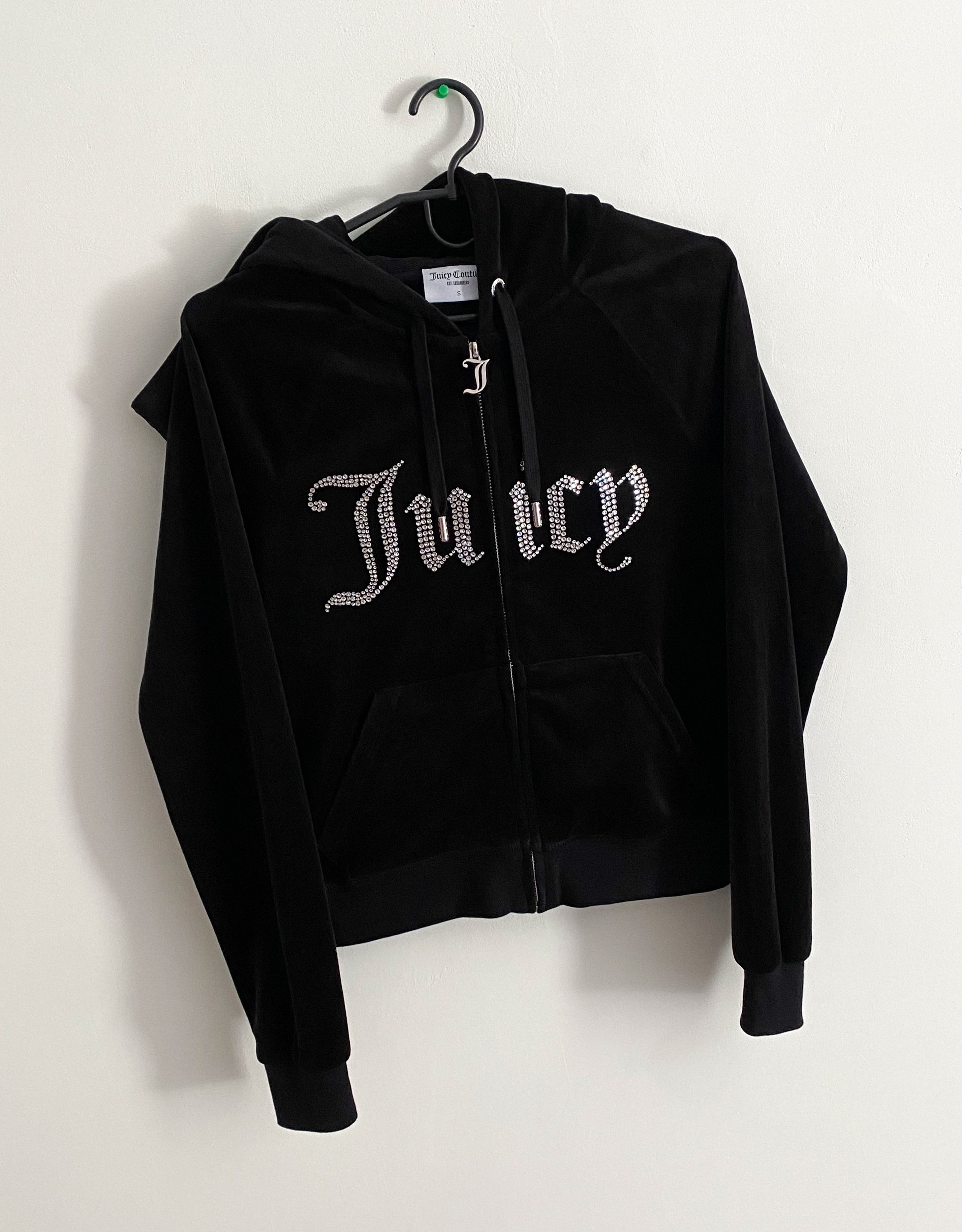 Juicy Couture Juicy Couture Diamante Logo Full Zip Velour Hoodie Size S / US 4 / IT 40 - 3 Thumbnail
