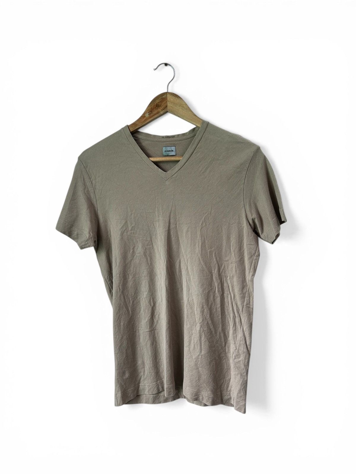 Jil Sander Minimalist V-Neck Tan/Taupe Tee Size US M / EU 48-50 / 2 - 1 Thumbnail