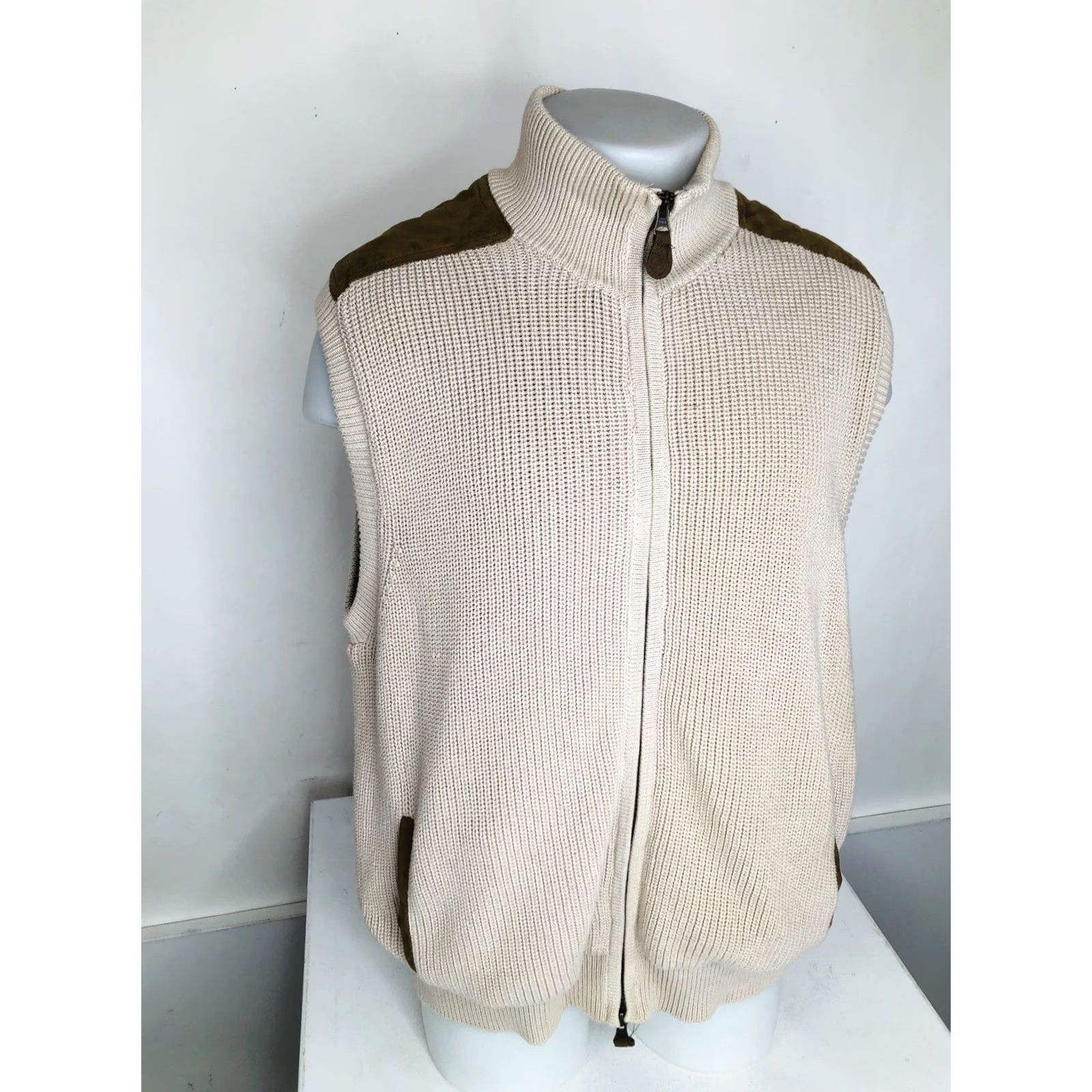 Orvis Orvis Sweater Vest Jacket Knit Full Zip Lined SHOLDER PATCH Heavy Duty Size L Light Brown Men Size US L / EU 52-54 / 3 - 3 Thumbnail