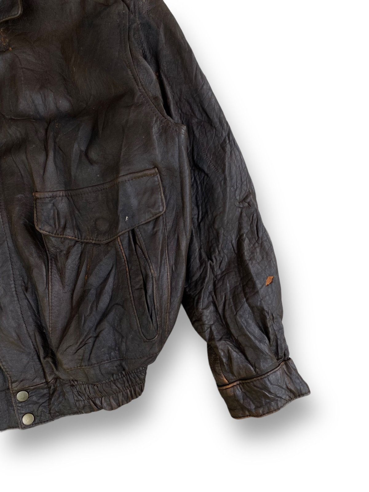 Genuine Leather × Vintage Vintage Bomber Genuine Leather Biker Motorcycle Jacket. #D2 Size US L / EU 52-54 / 3 - 3 Thumbnail