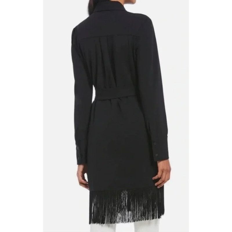 Halston H by Halston Women's Black Fringe Button Down Tunic, L Size L / US 10 / IT 46 - 3 Thumbnail