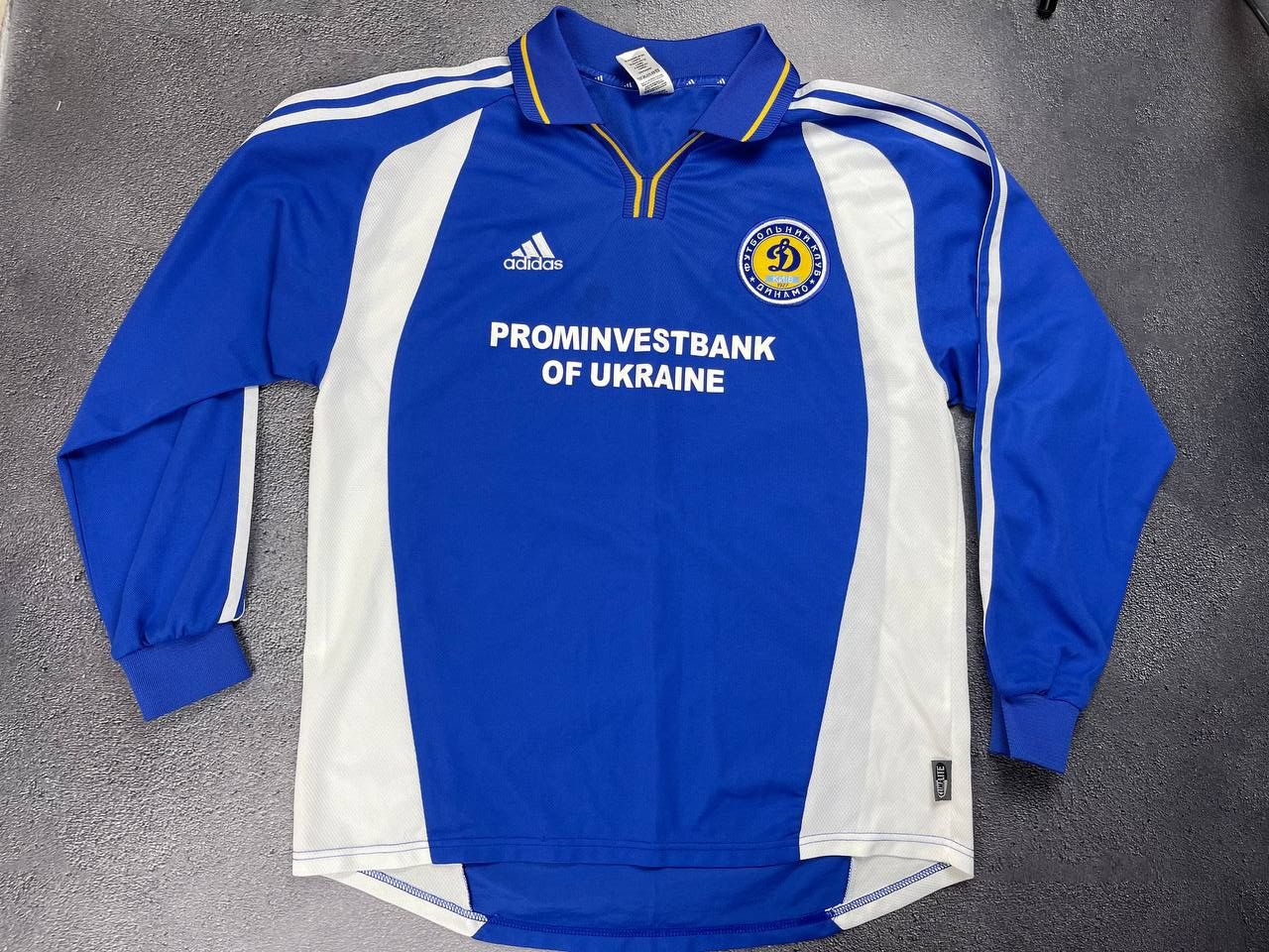 image of Adidas x Soccer Jersey Fc Dynamo Kyiv 2001/2002 Away Football Shirt Jersey in Blue (Size Large)