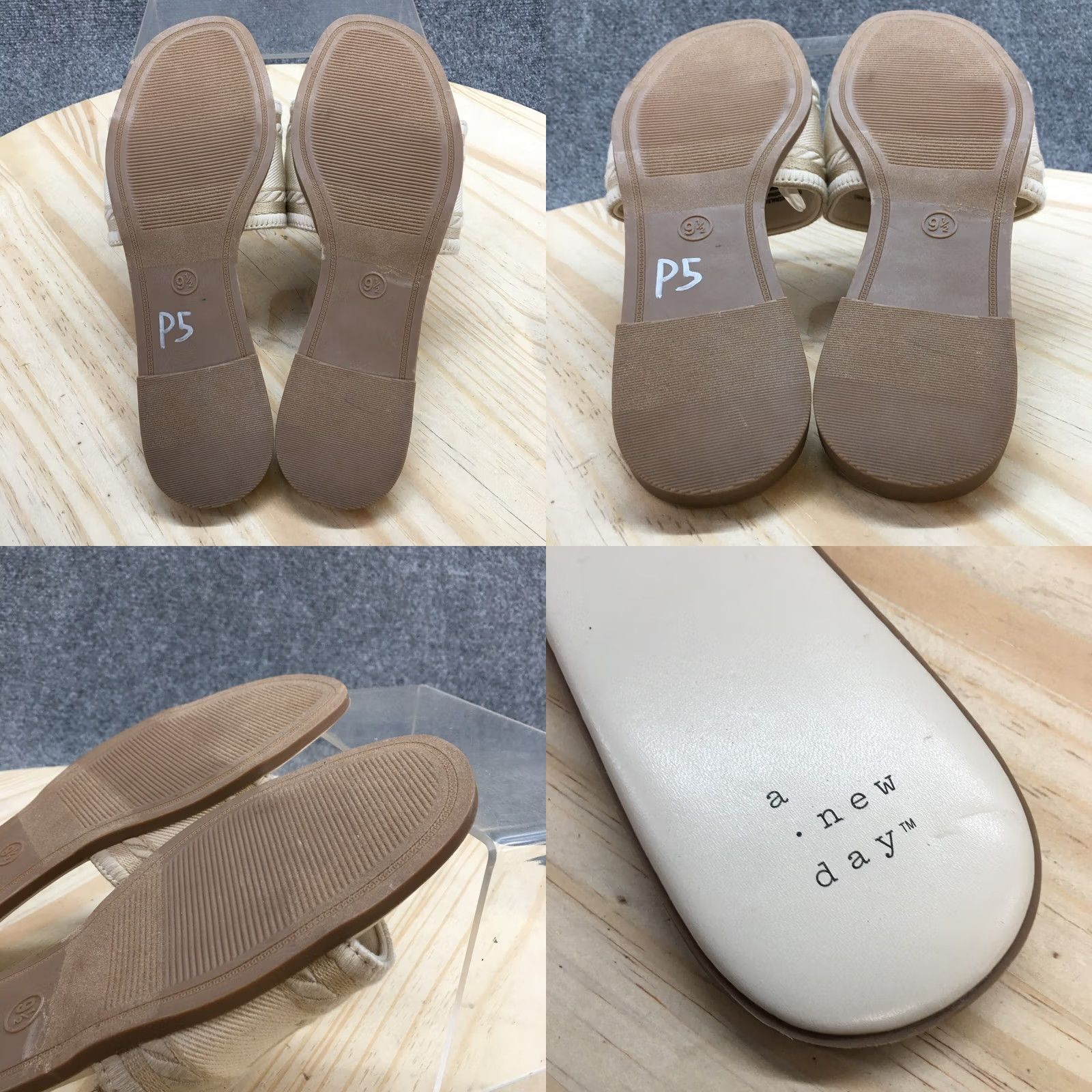 Vintage A New Day Sandals Womens 9.5 M Slip On Slides Beige Open Toe Casual St Tropez Size US 10 / IT 40 - 8 Thumbnail