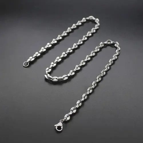 Designer 3.9mm Width Titanium Steel Coffee Beans Necklace Size ONE SIZE - 2 Thumbnail