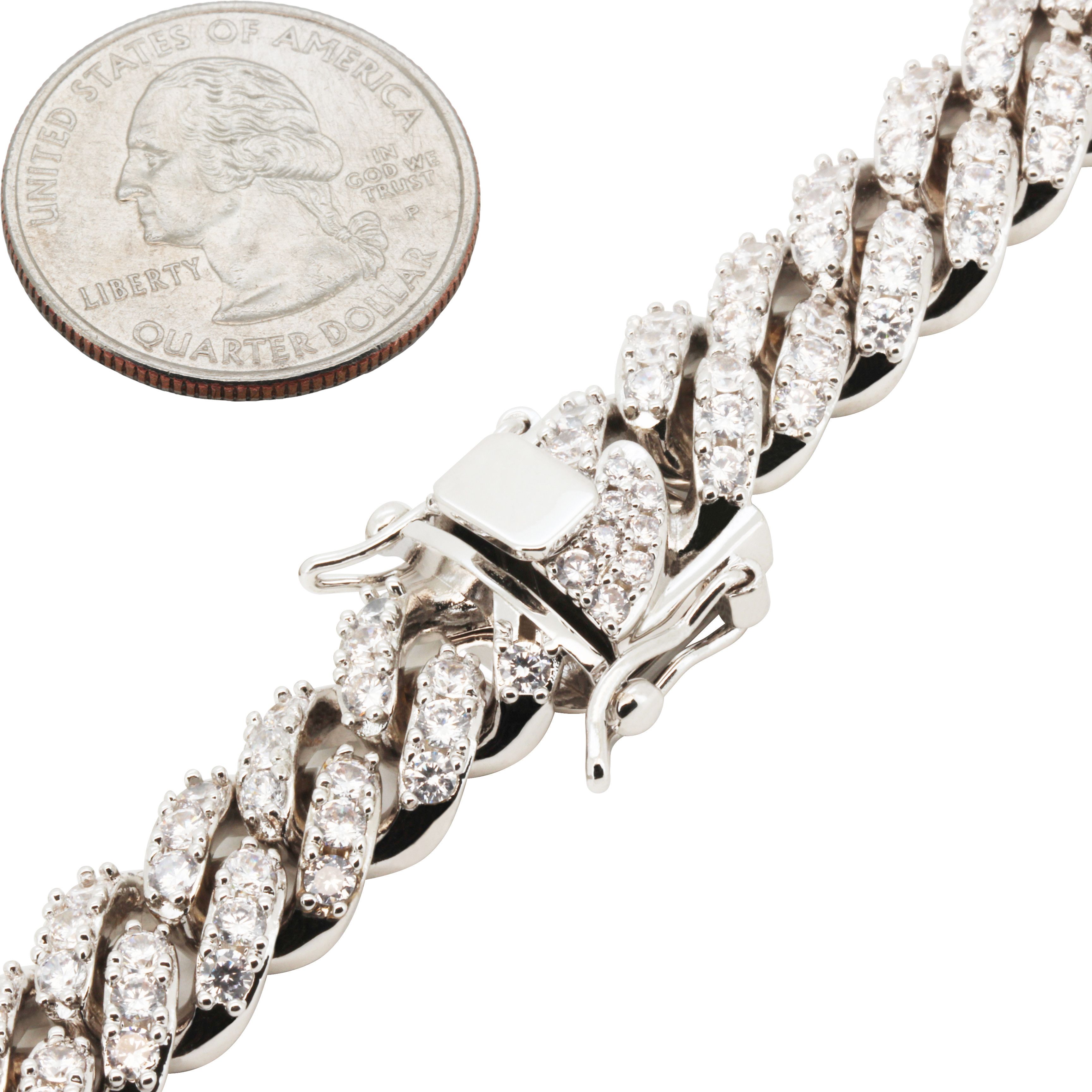 Other 14k White Gold Plated AAA CZ 12mm Cuban Chain Necklace 24” Size ONE SIZE - 3 Thumbnail