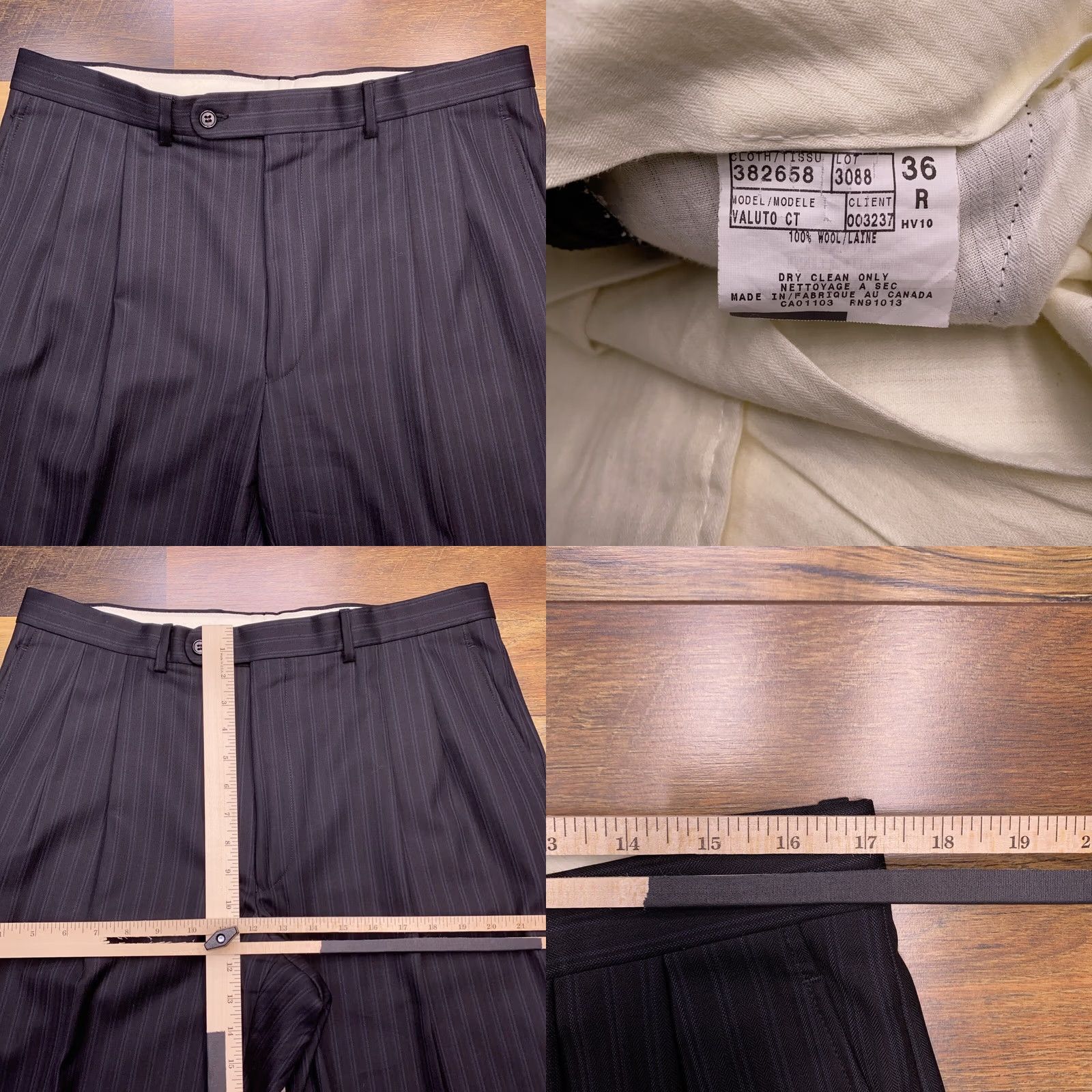 Jack Victor Jack Victor 2 Piece Suit Black Striped Pants 36x29 Cuffed Canada Wool 110 Super 2 Piece Mens Regular Formal Wedding Size 42R - 11 Thumbnail