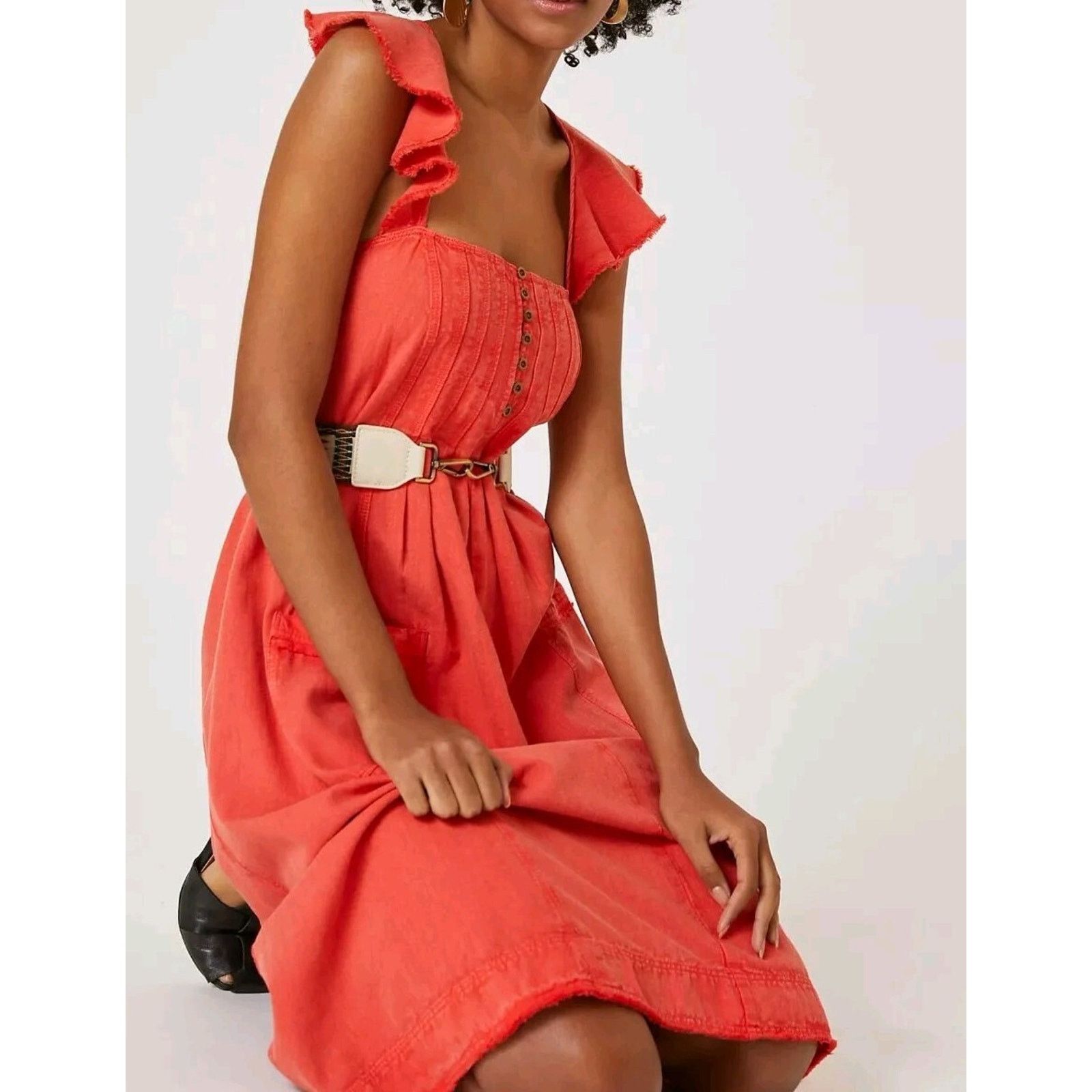 Anthropologie Anthropologie Pilcro Midi Cotton Dress Red Size 1X A000104 Size 3XL / US 20-22 - 1 Thumbnail