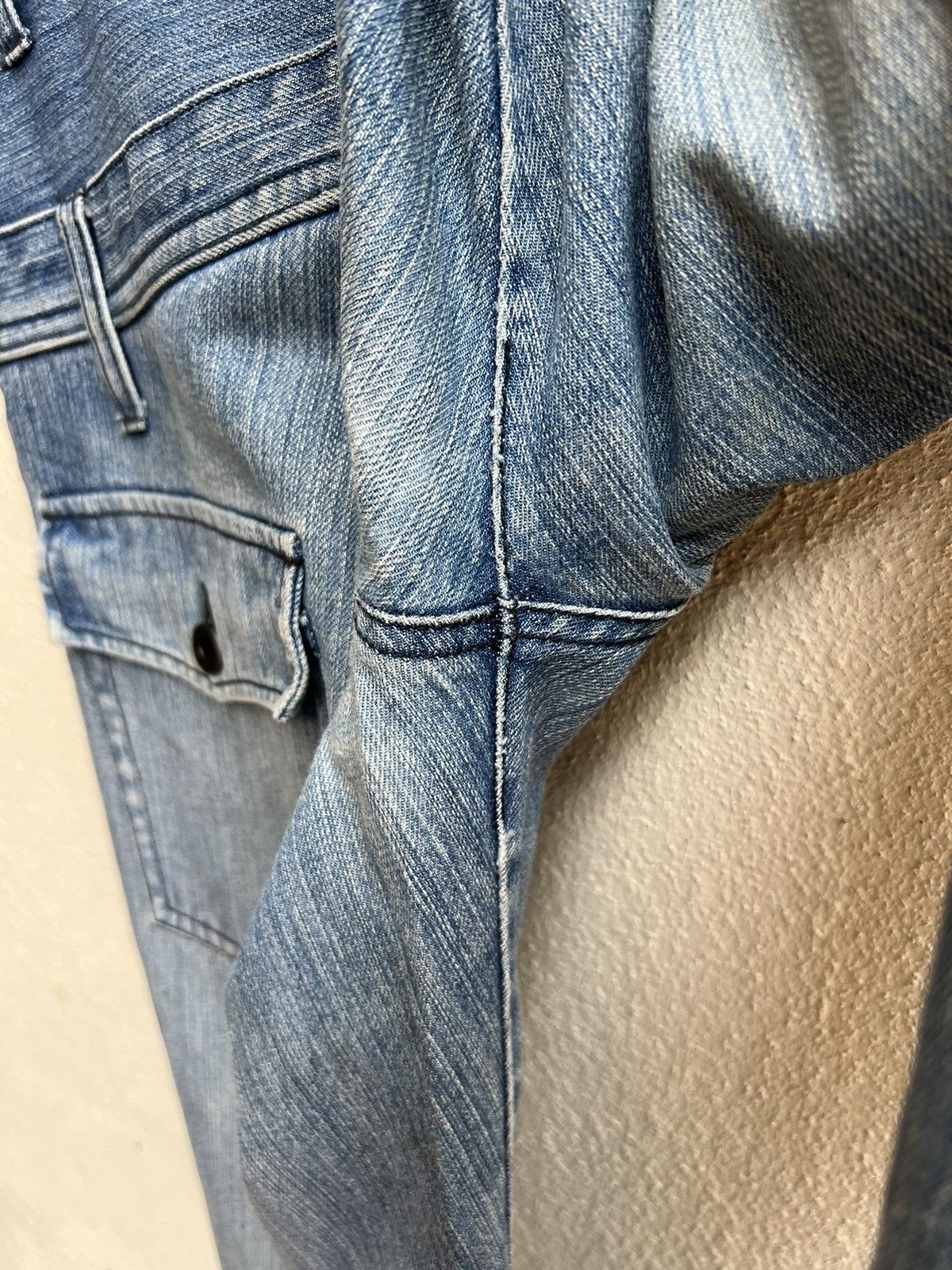 Japanese Brand Rupert Japan Double Waist Fade Mud Blue Denim Flare Jeans Size US 34 / EU 50 - 21 Thumbnail