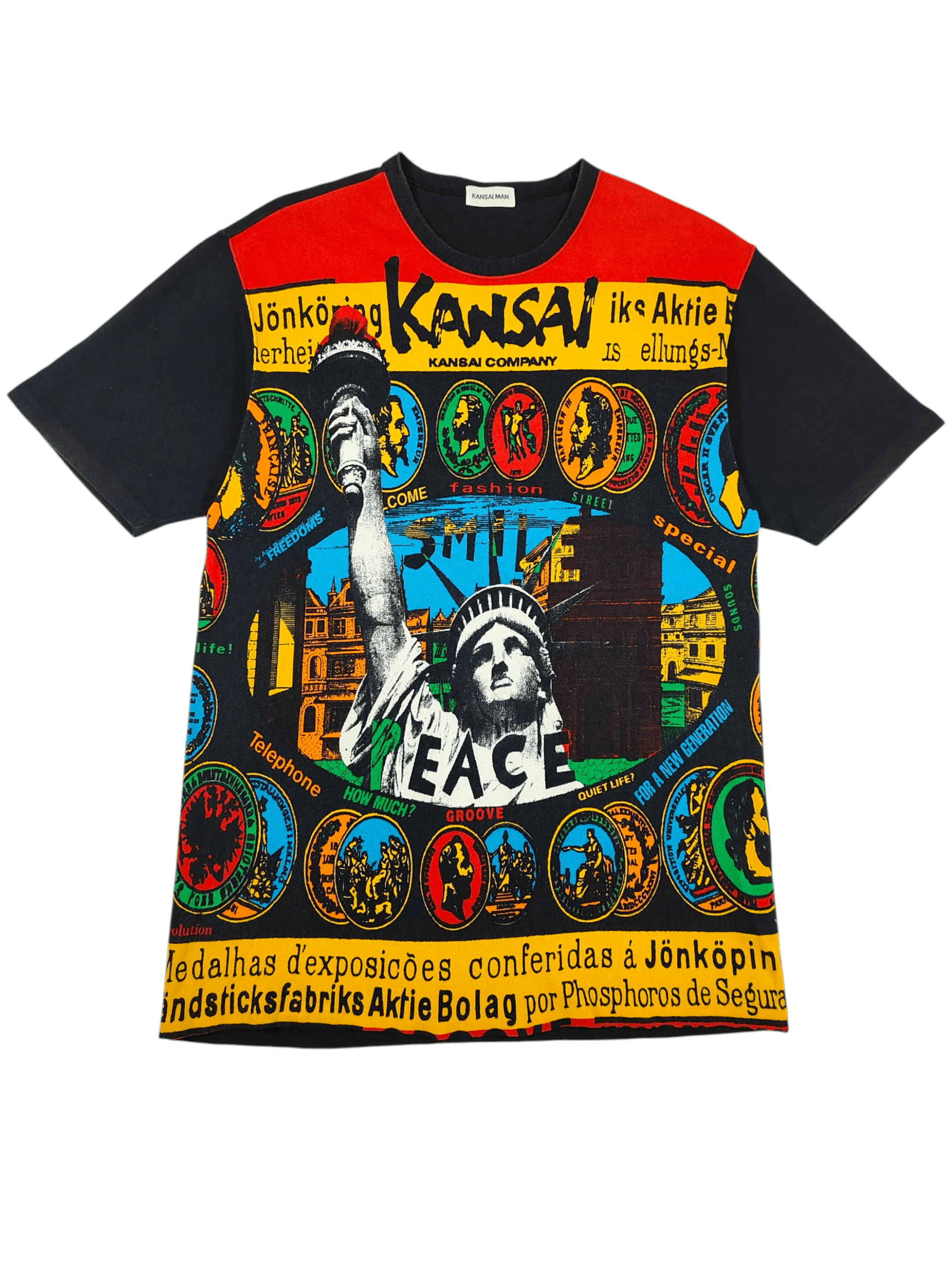 Kansai Yamamoto ARCHIVE💥Kansai Man "PEACE" Statue of Liberty Pop Art Tshirt Size US M / EU 48-50 / 2 - 1 Thumbnail