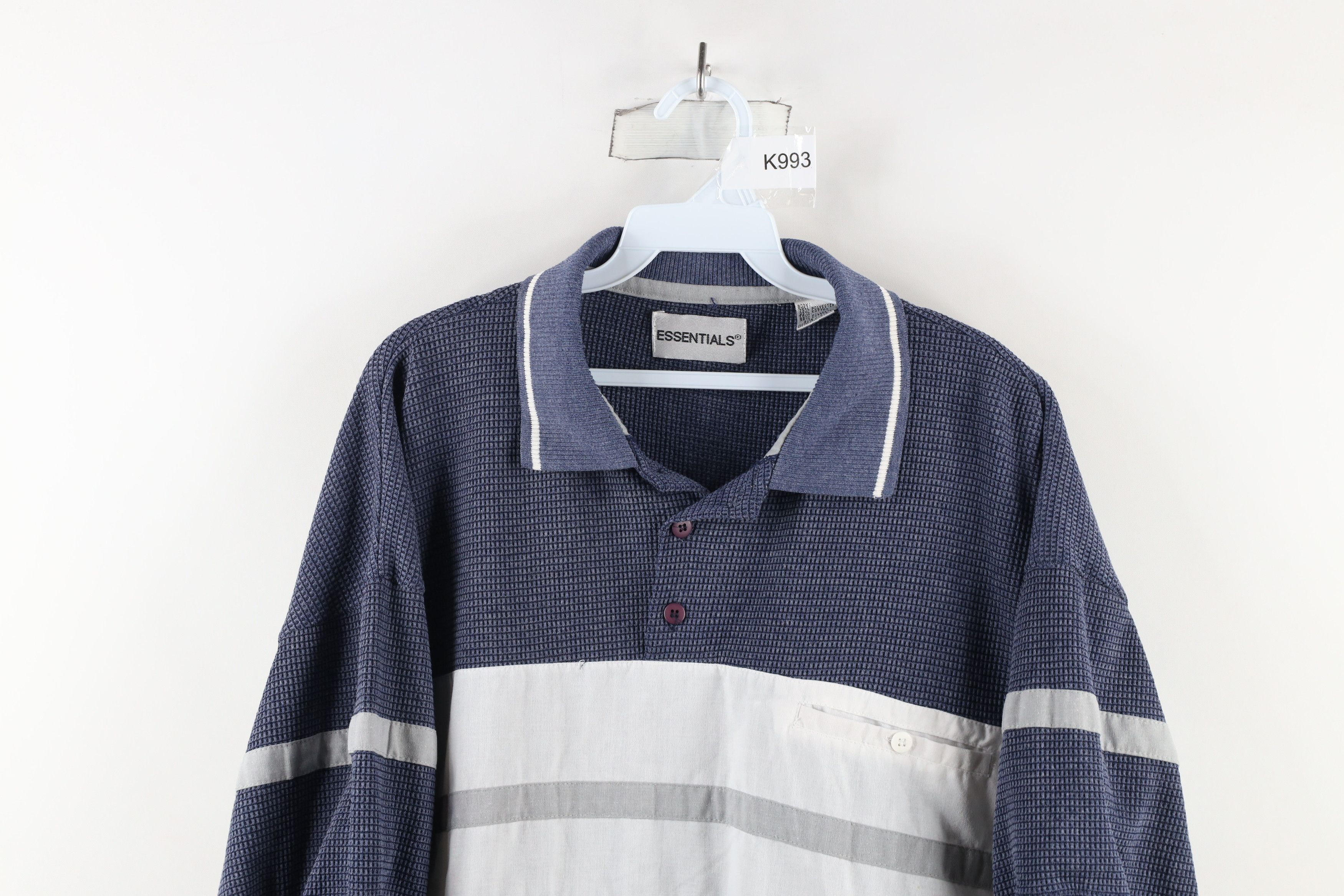 Vintage Vintage 90s Streetwear Thermal Waffle Knit Pullover Polo Size US XL / EU 56 / 4 - 2 Thumbnail