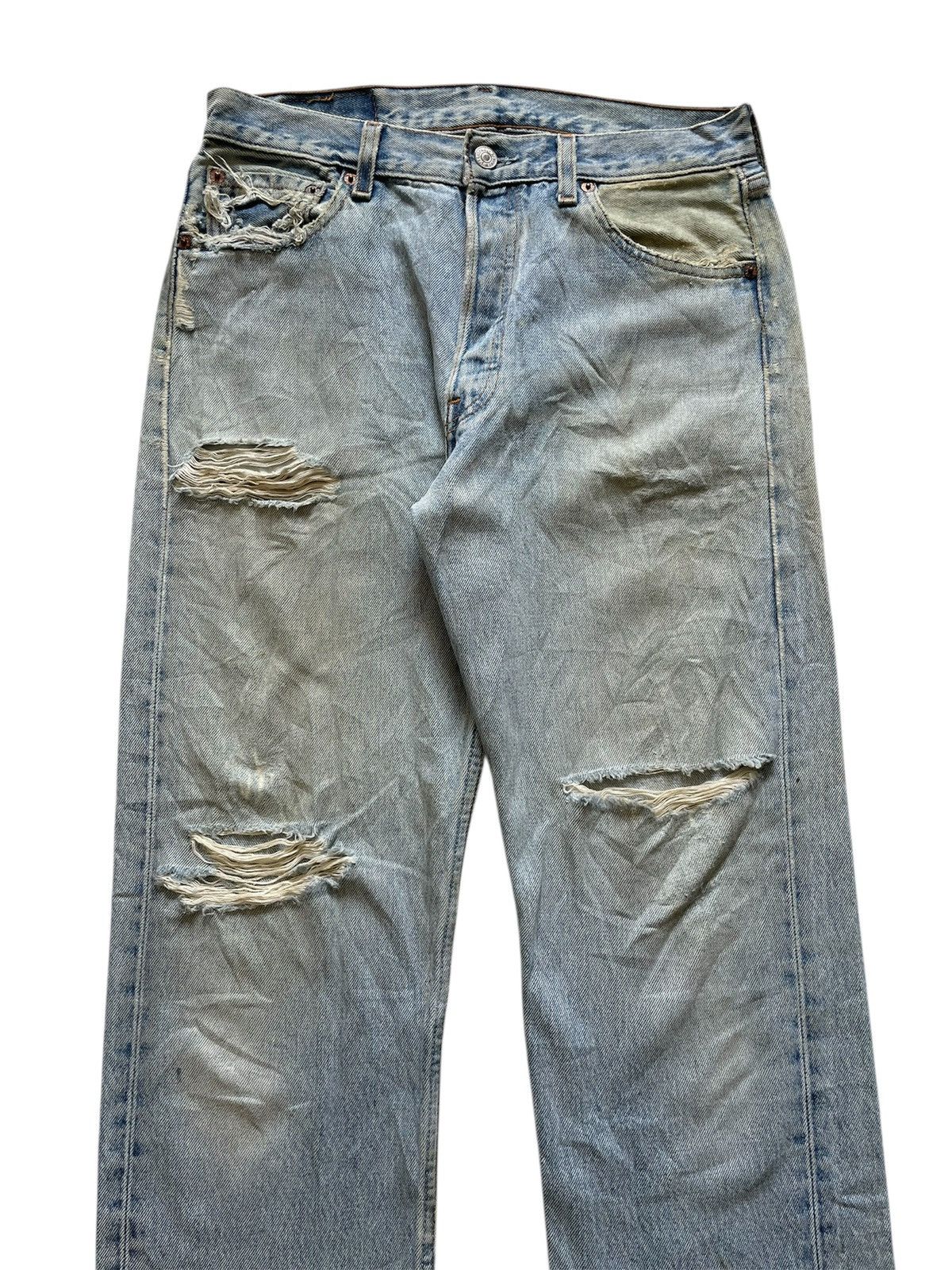 Levi's × Vintage Vintage 90s Levis 501 Thrashed Distressed Jeans Size US 30 / EU 46 - 3 Thumbnail