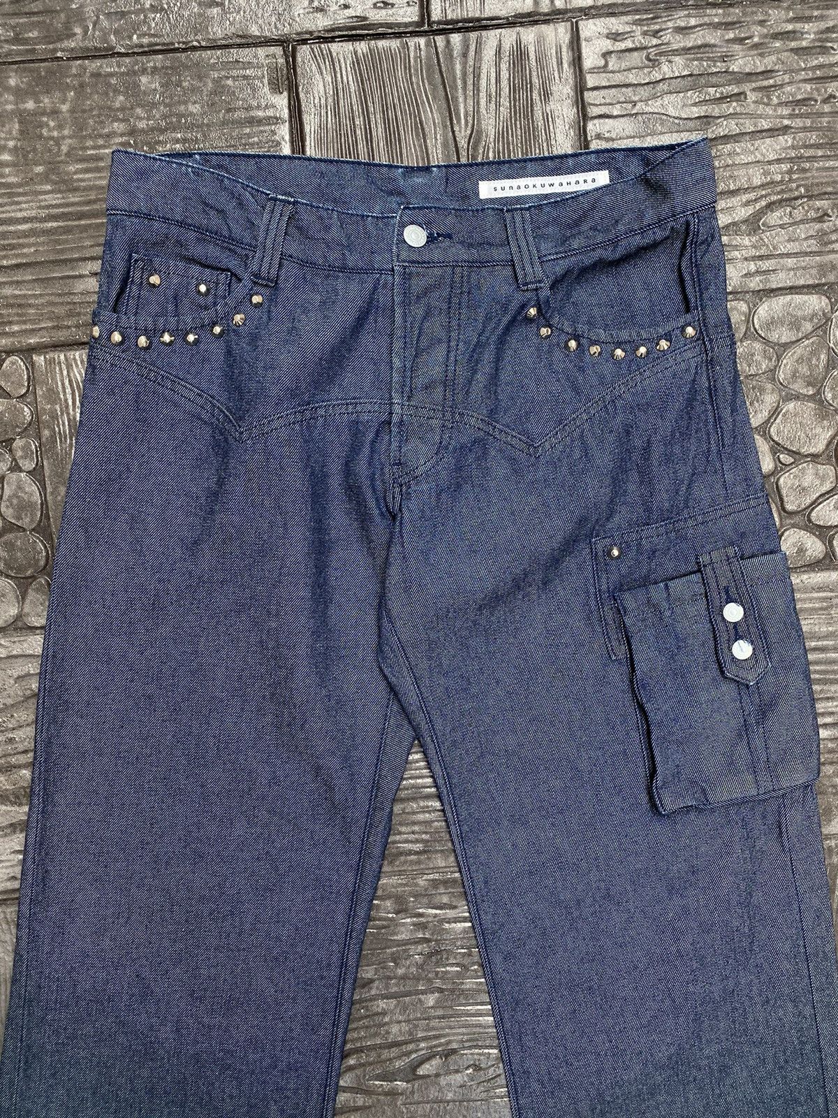 Issey Miyake SUNAO KUWAHARA by Issey Miyake Cargos Studded Indigo Jeans Size US 34 / EU 50 - 10 Thumbnail
