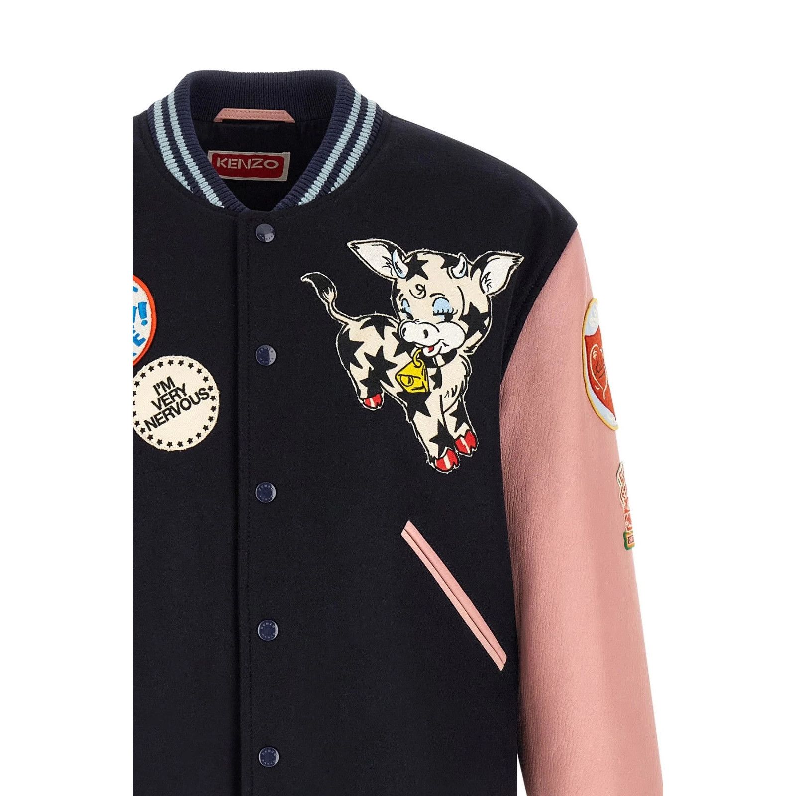 Kenzo Kenzo Badges Pink Wool Bomber Jacket New & Authentic (Men's Size US M / EU 48-50 / 2 - 3 Thumbnail