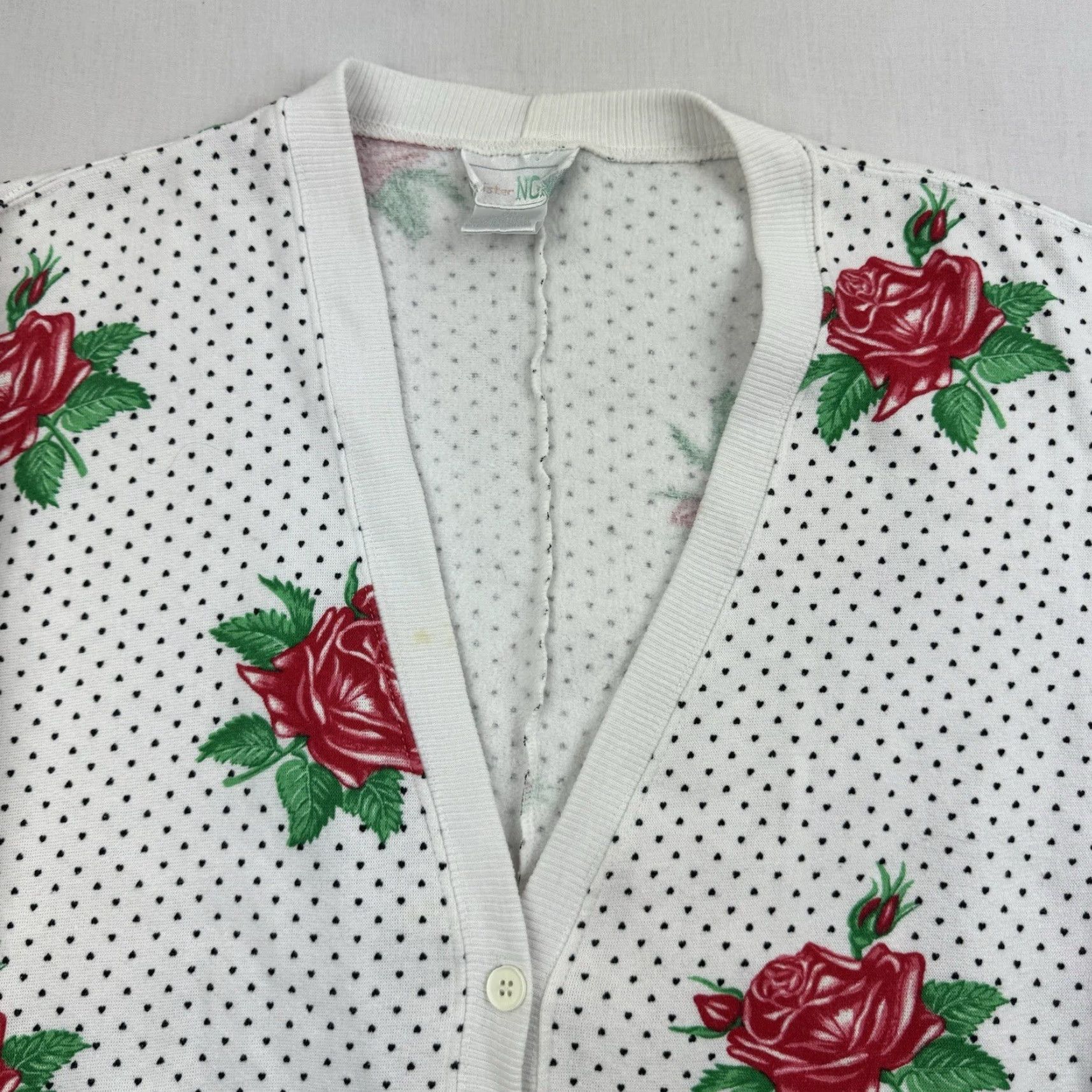 Vintage Vintage Yes Vintage Rose Cardigan Sweatshirt Women Small White Floral Button Up 80s Size S / US 4 / IT 40 - 2 Thumbnail