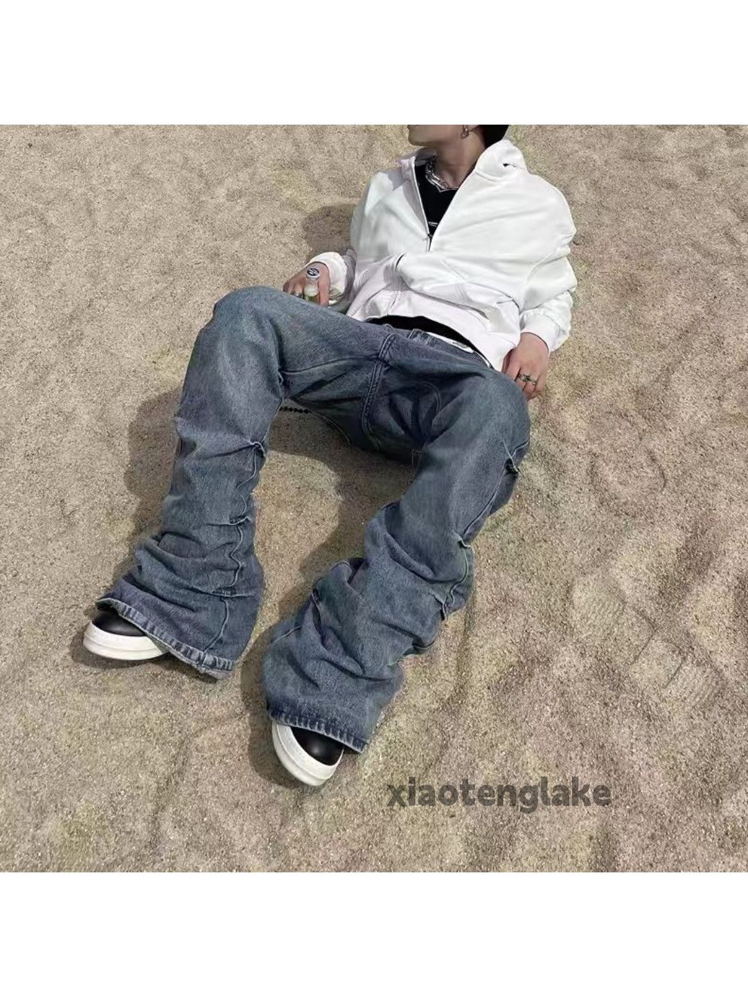 Jean × Vintage washed faded cleanfit yuppie pleated punk flared jeans Size US 30 / EU 46 - 1 Thumbnail