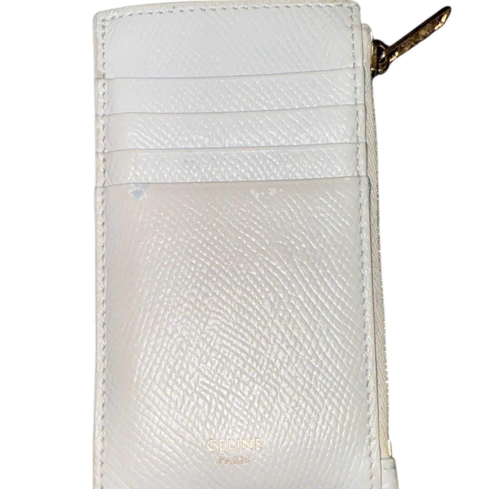 Celine Céline Paris White Leather Cardholder with Zip Coin Pouch Size ONE SIZE - 1 Thumbnail