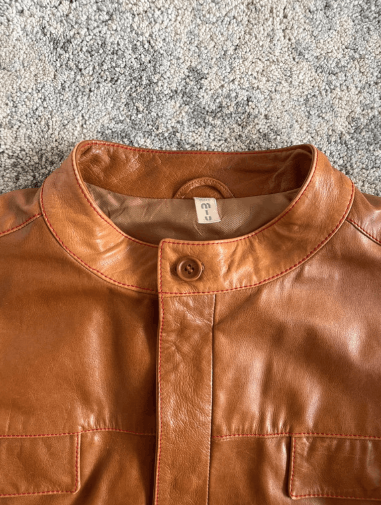 Miu Miu Miu Miu Jacket Coat Leather 1999 Coat Red Tab Nylon EX0016 Size US L / EU 52-54 / 3 - 2 Thumbnail