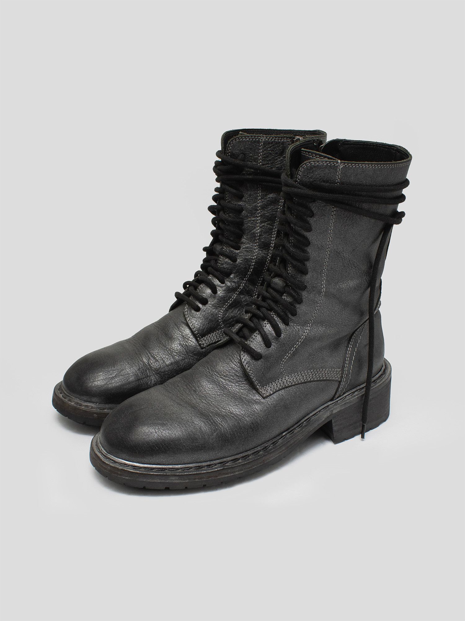 Ann Demeulemeester 2000s Leather Combat Boots