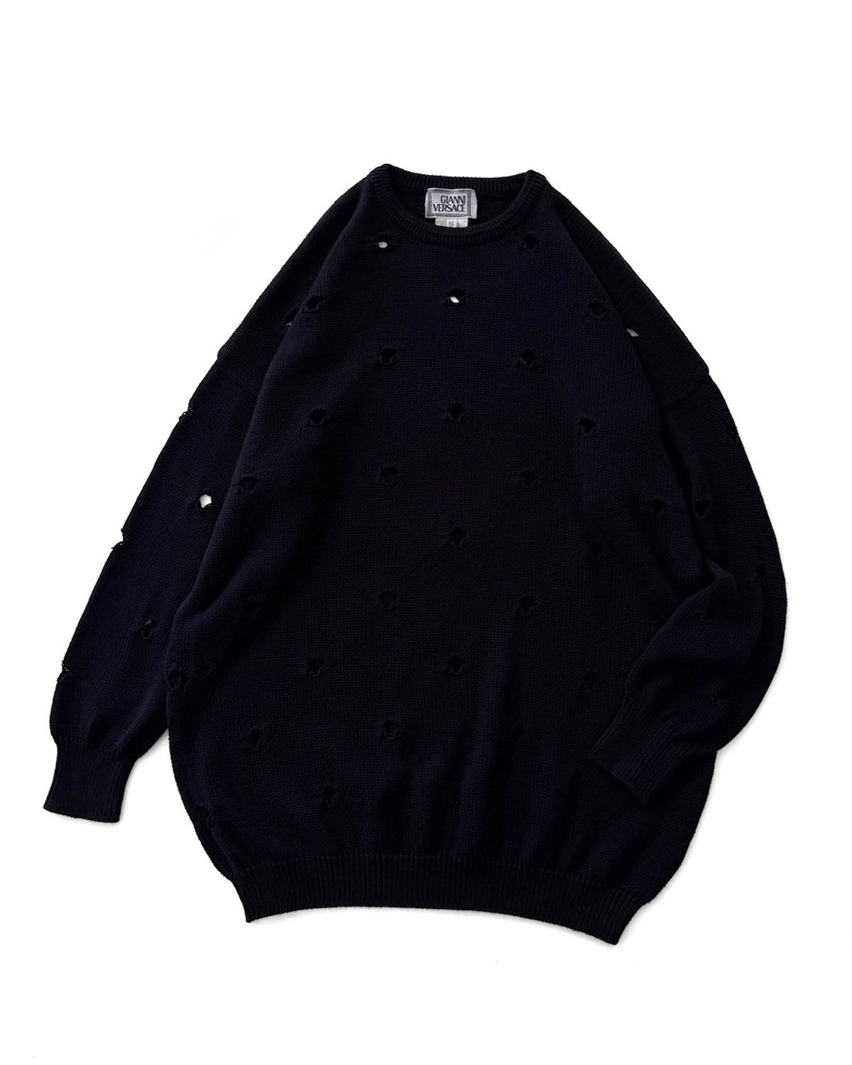 Versace VINTAGE 80s GIANNI VERSACE HOLES DESIGN SWEATER Size US XL / EU 56 / 4 - 3 Thumbnail
