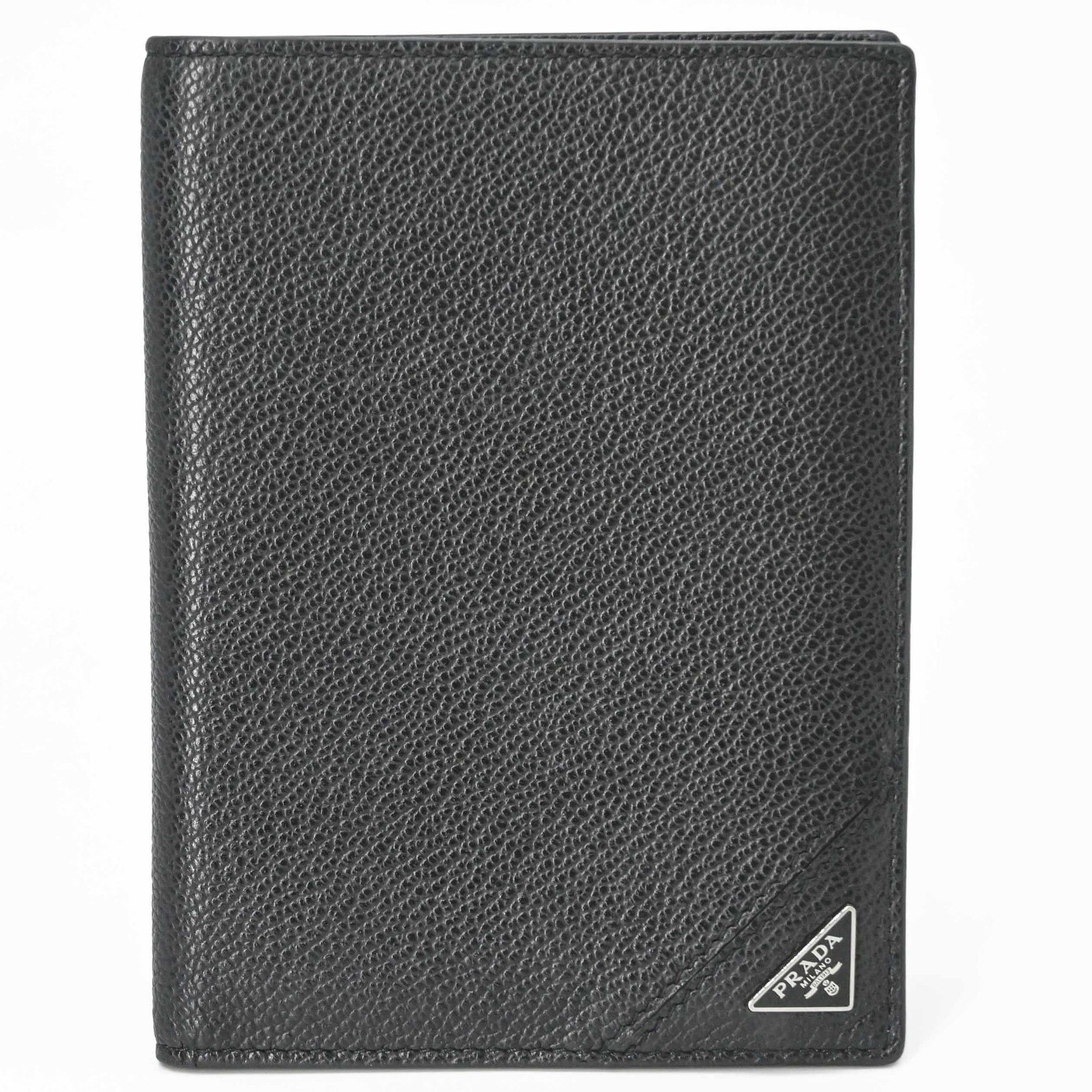 Prada Prada Passport Case Card Saffiano Triangle Leather Black Size ONE SIZE - 1 Thumbnail