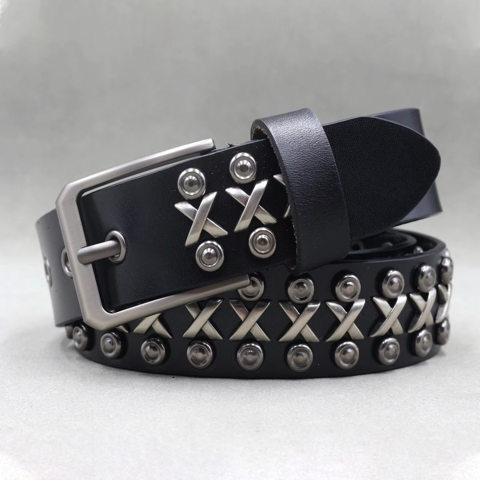 Jewelry Square Bead Rivet Belt Metal Pyramid Belt Size ONE SIZE - 3 Thumbnail