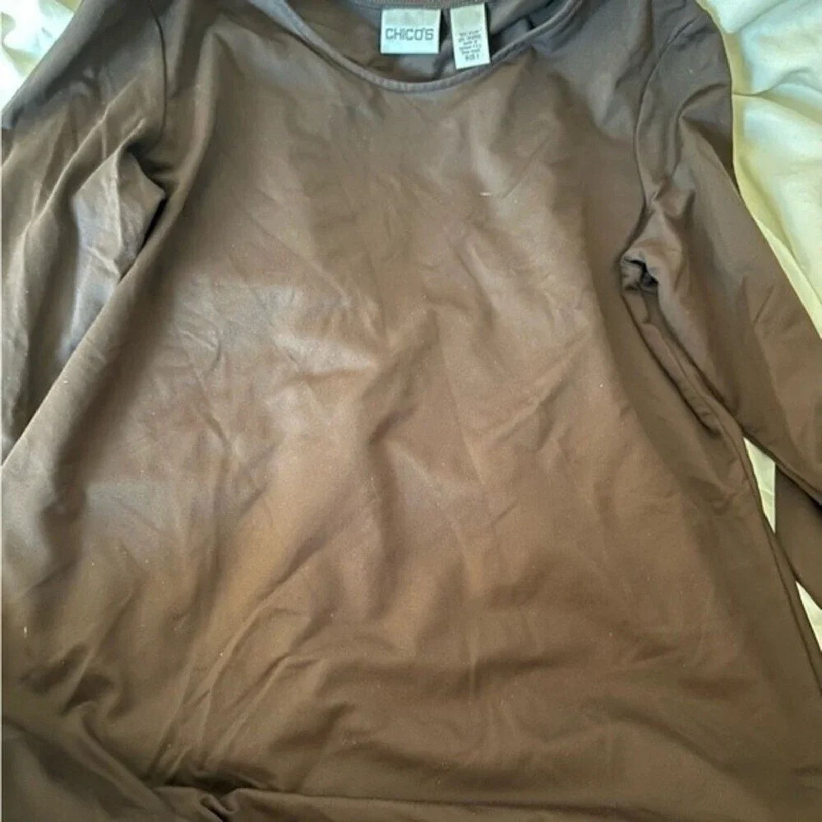 Chicos Chico’s chocolate brown long sleeve top, size 1 (M). Size M / US 6-8 / IT 42-44 - 2 Thumbnail