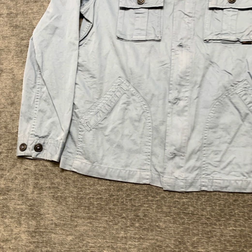 Vintage Civilianaire Wash and Wear Herringbone Peace Jacket Men Medium Blue Button Front Jacket Size US M / EU 48-50 / 2 - 3 Thumbnail